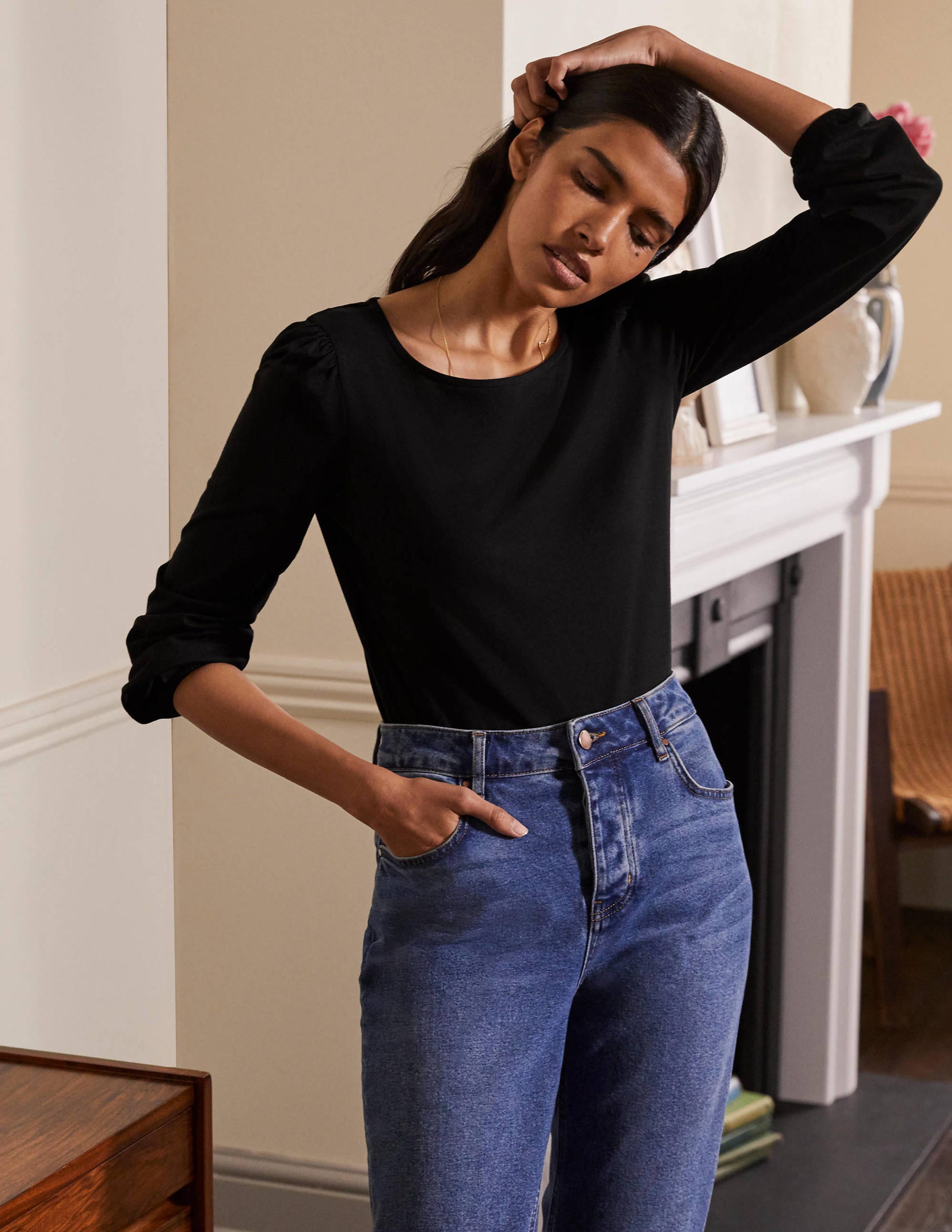 T-shirt manches longues ultra-doux BLK Femme Boden, Black