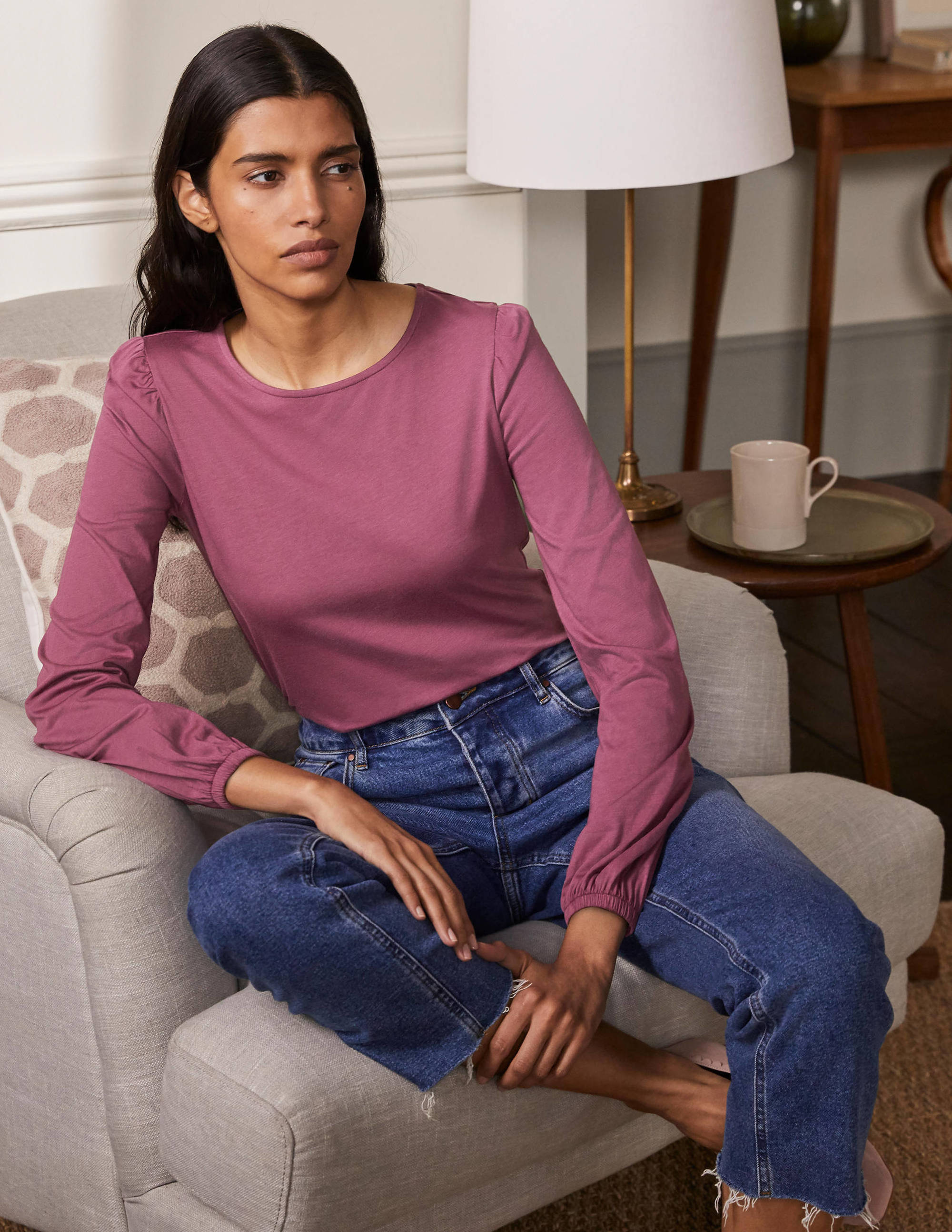 T-shirt manches longues ultra-doux PRP Femme Boden, Purple