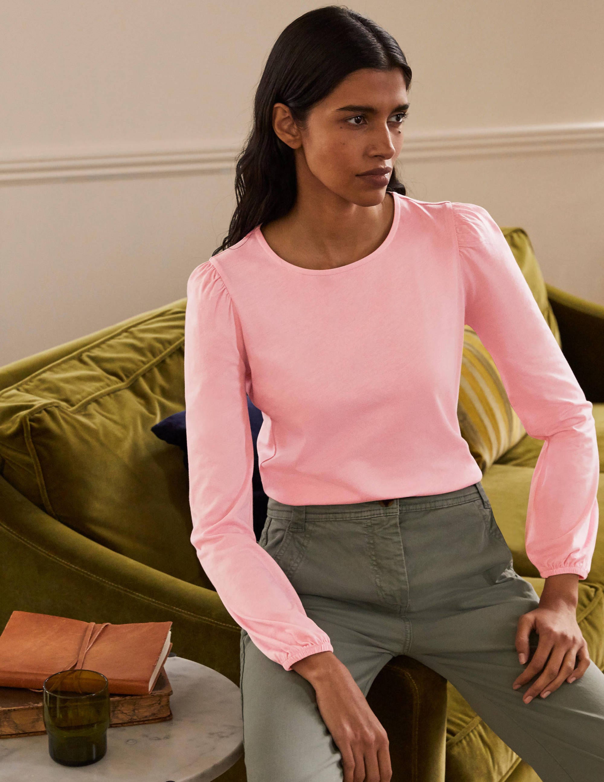 T-shirt manches longues ultra-doux SPK Femme Boden, Pink