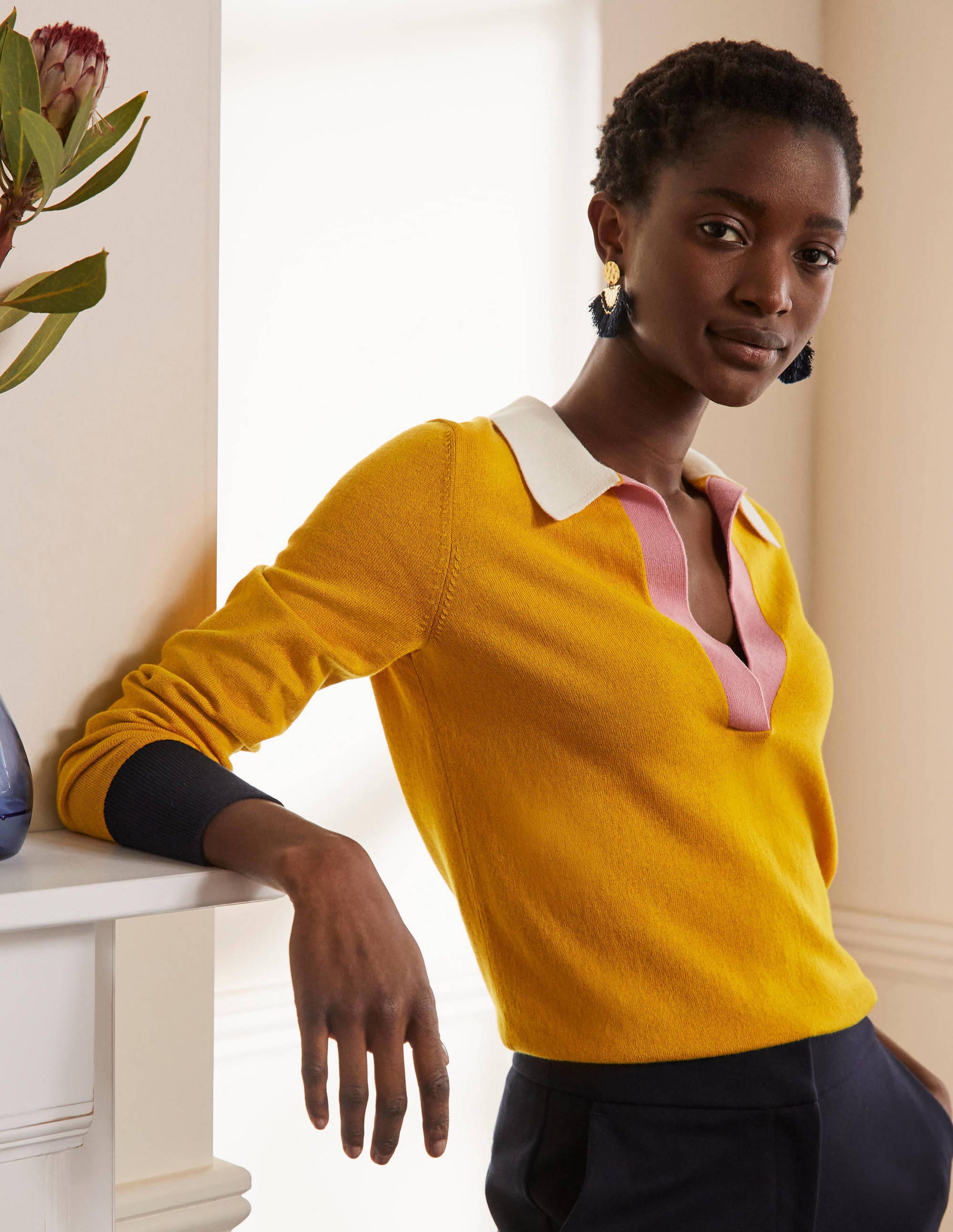 Pull avec col DYL Femme Boden, Yellow