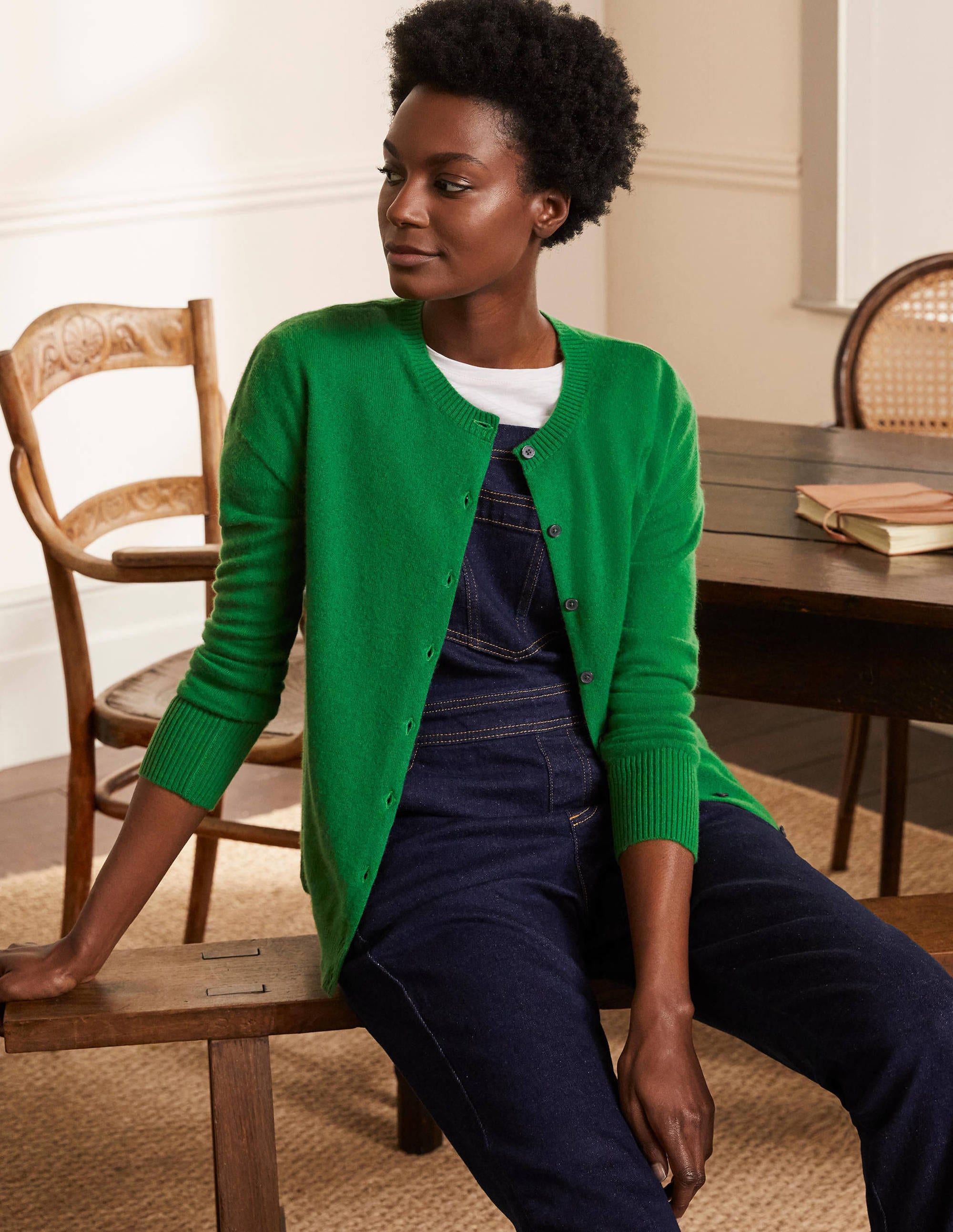 Cardigan décontracté en cachemire GRN Femme Boden, Green
