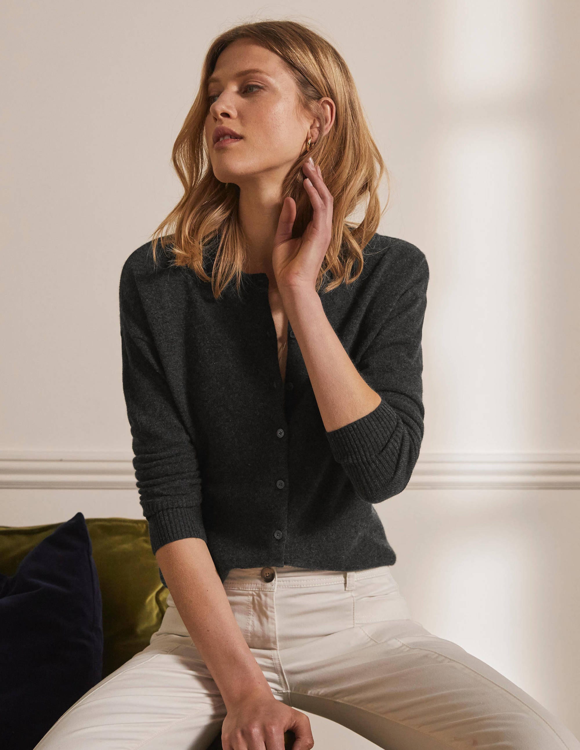 Cardigan décontracté en cachemire GRY Femme Boden, Grey