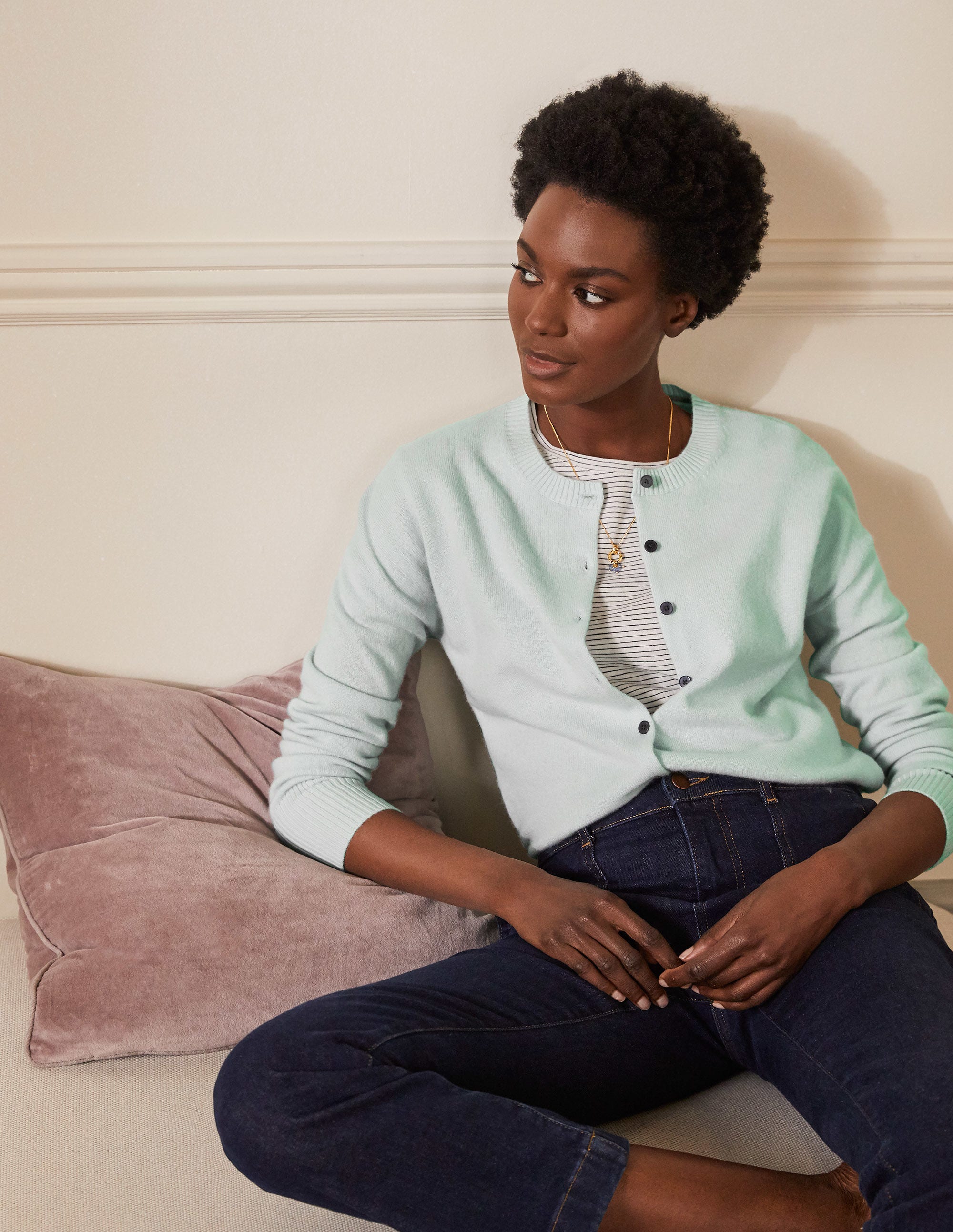 Cardigan décontracté en cachemire MNT Femme Boden, Green