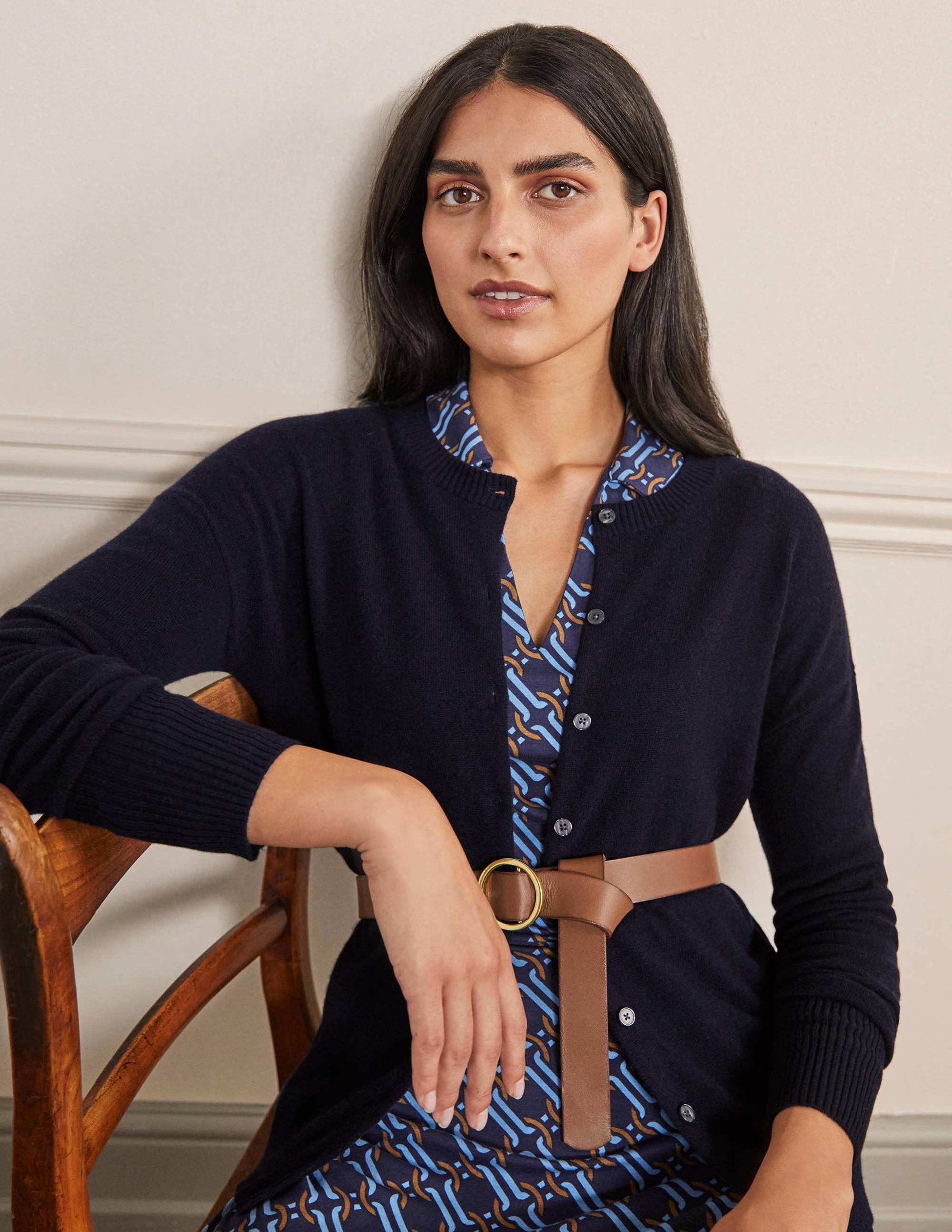 Cardigan décontracté en cachemire NAV Femme Boden, Navy