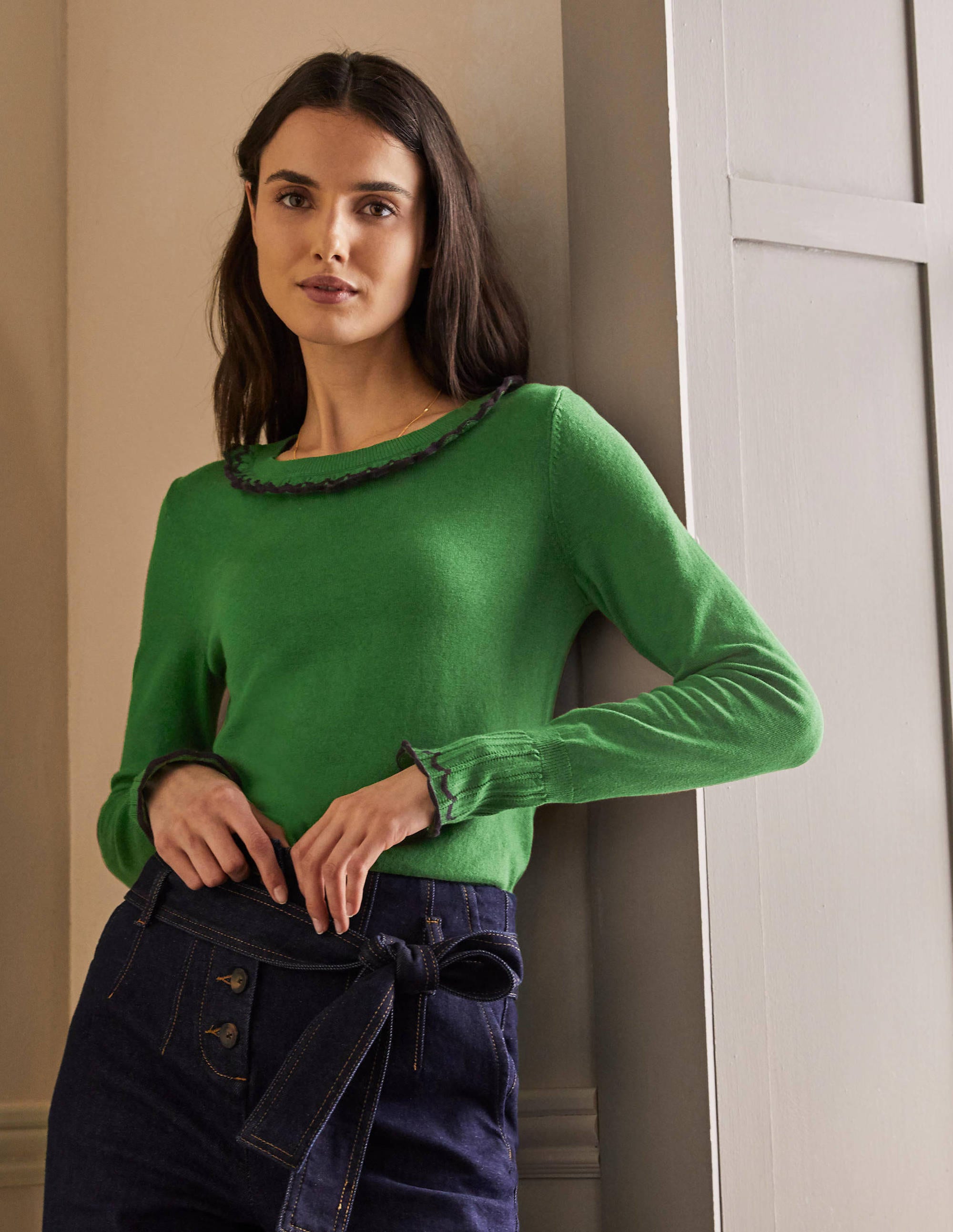 Pull Aimee en pointelle GRN Femme Boden, Green