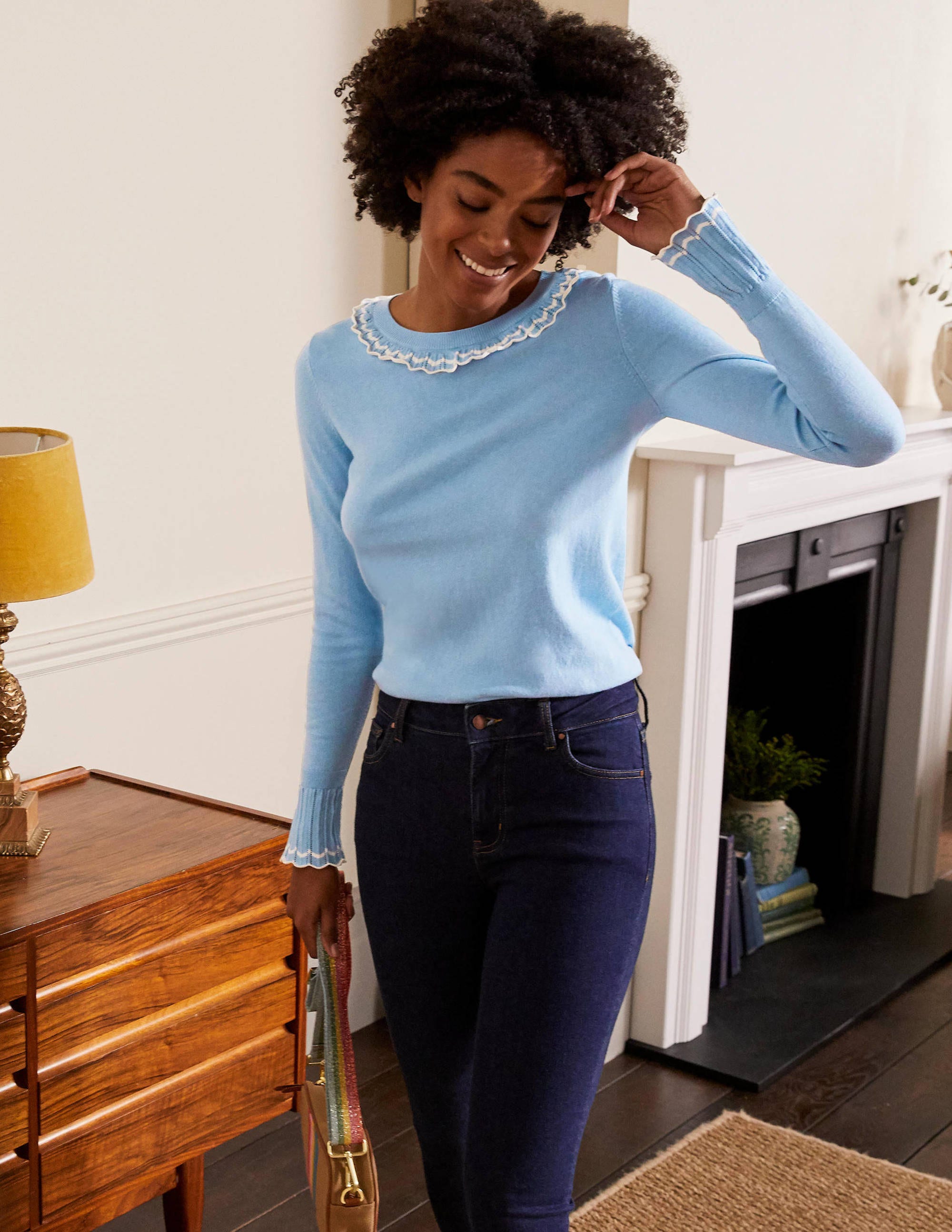 Pull Aimee en pointelle SBL Femme Boden, Blue