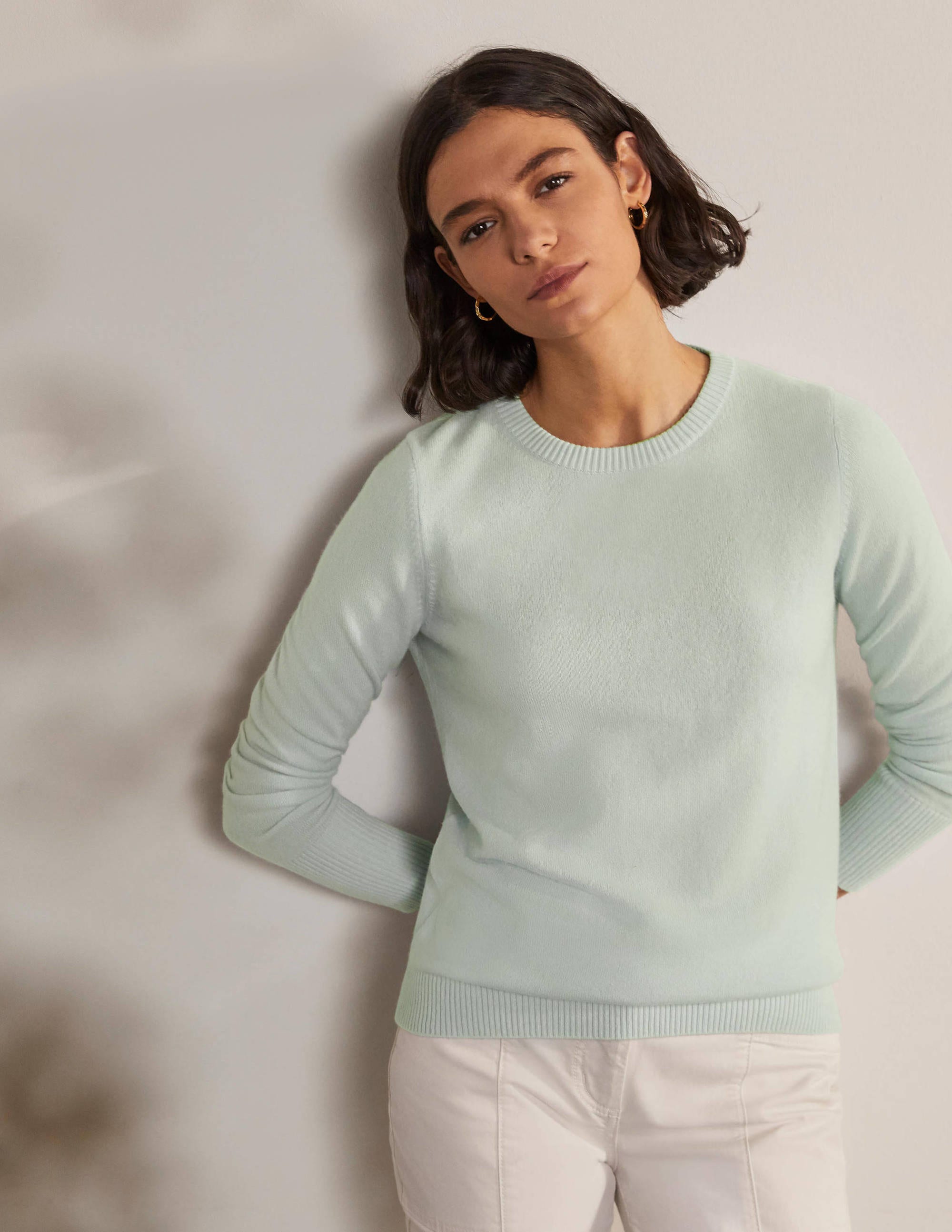 Pull col rond en cachemire MNT Femme Boden, Green