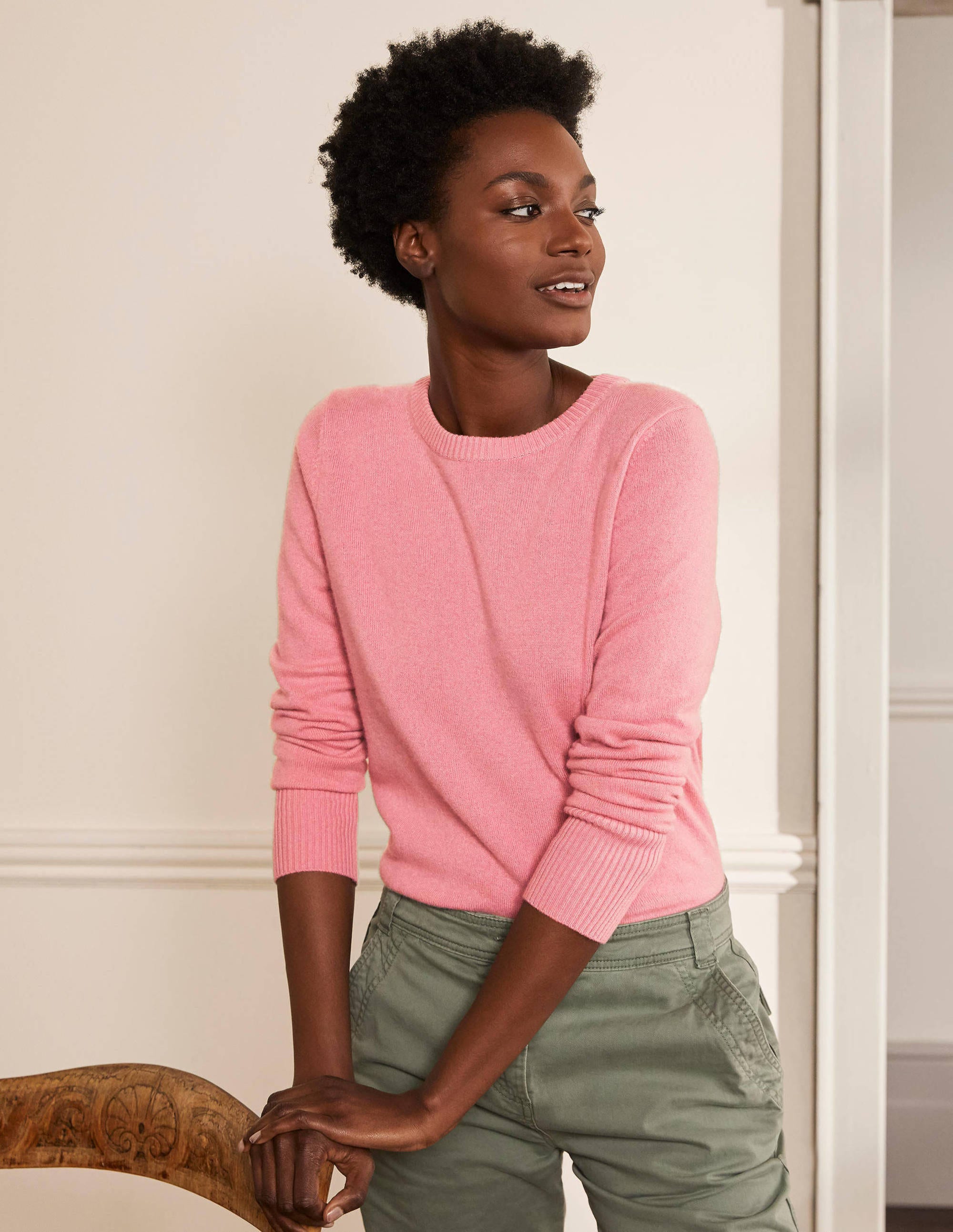 Pull col rond en cachemire SPK Femme Boden, Pink