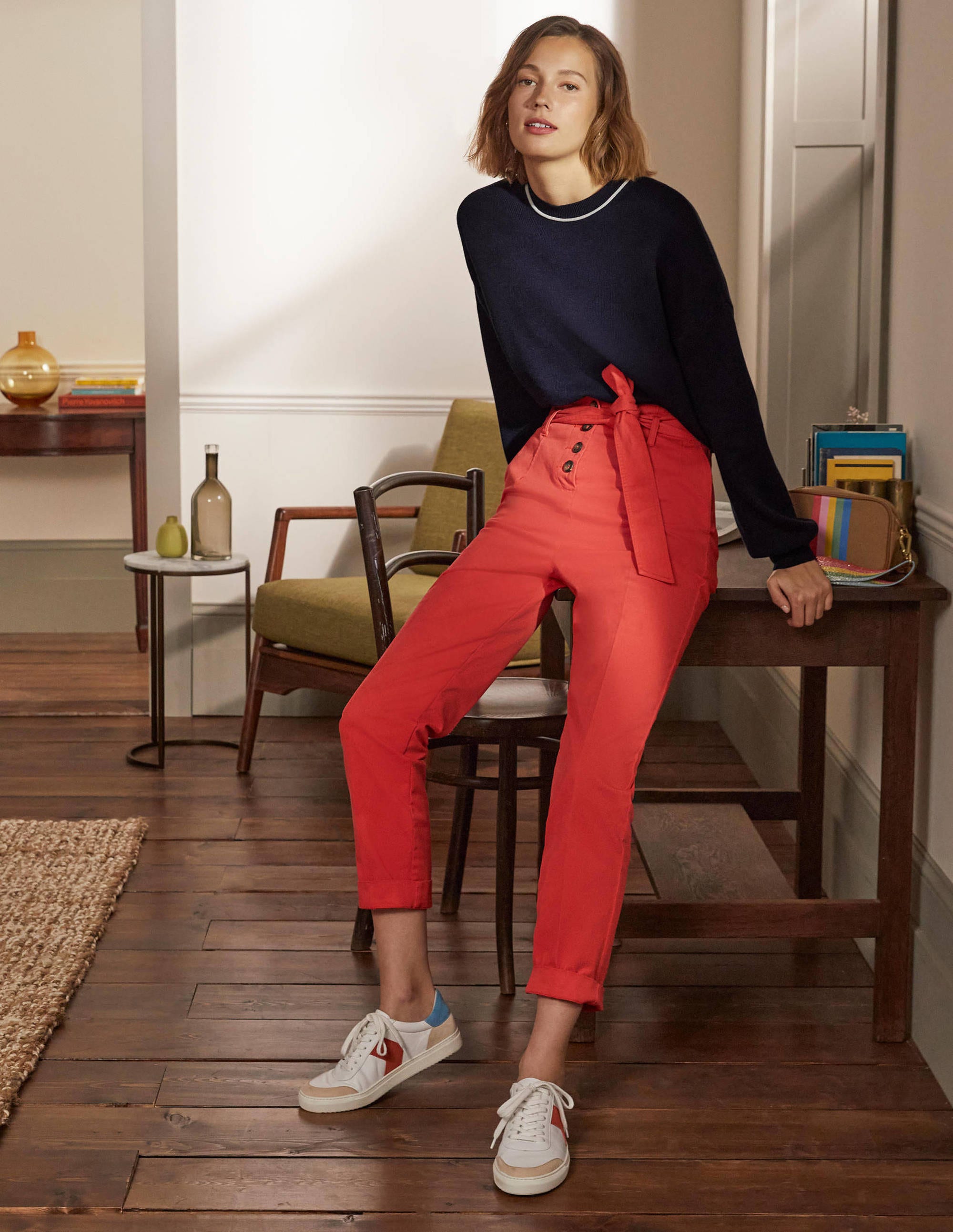 Pull col rond oversize NAV Femme Boden, Navy