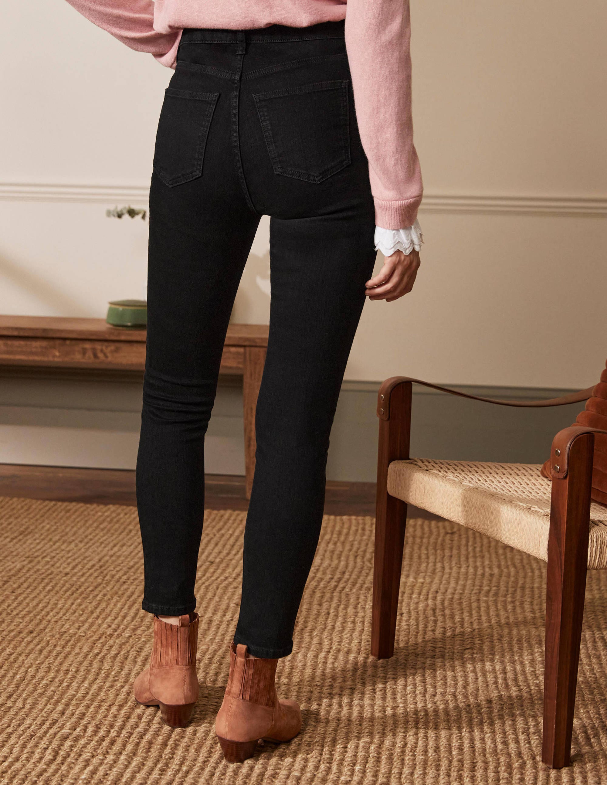 Button Fly Skinny Jeans Black Boden EU