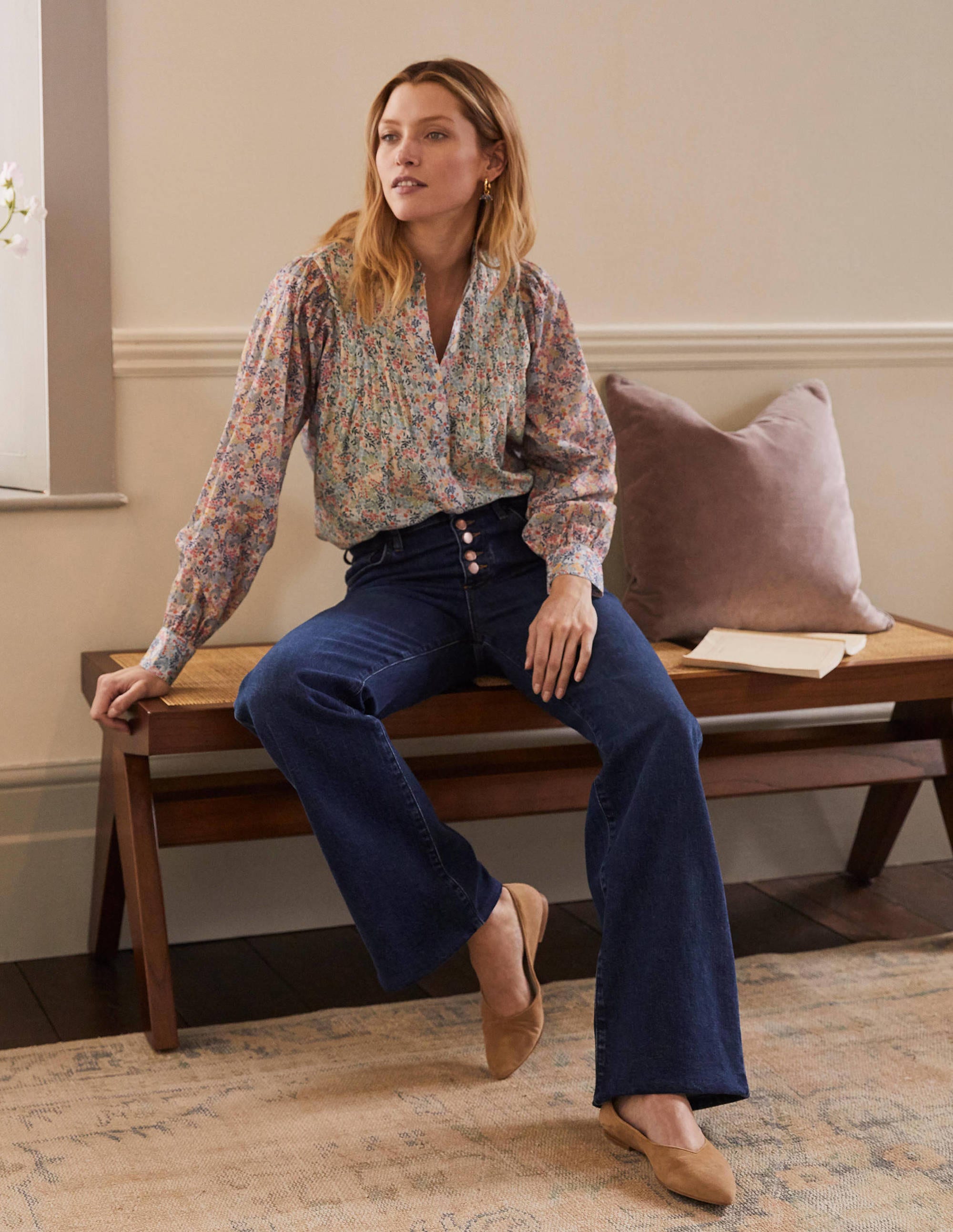 Jean évasé décontracté à braguette boutonnée DDN Femme Boden, Vintage