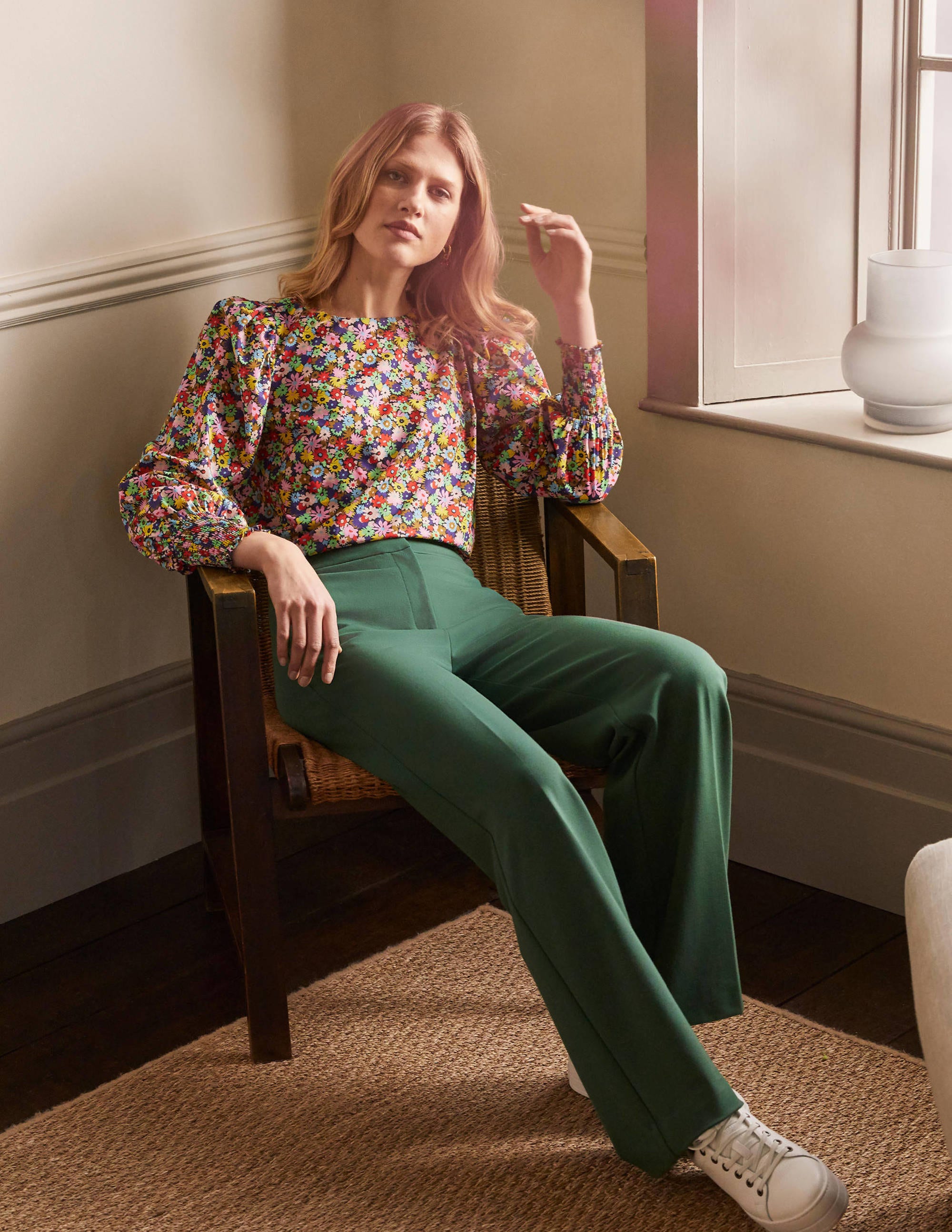 Pantalon Hampshire en jersey MGR Femme Boden, Green