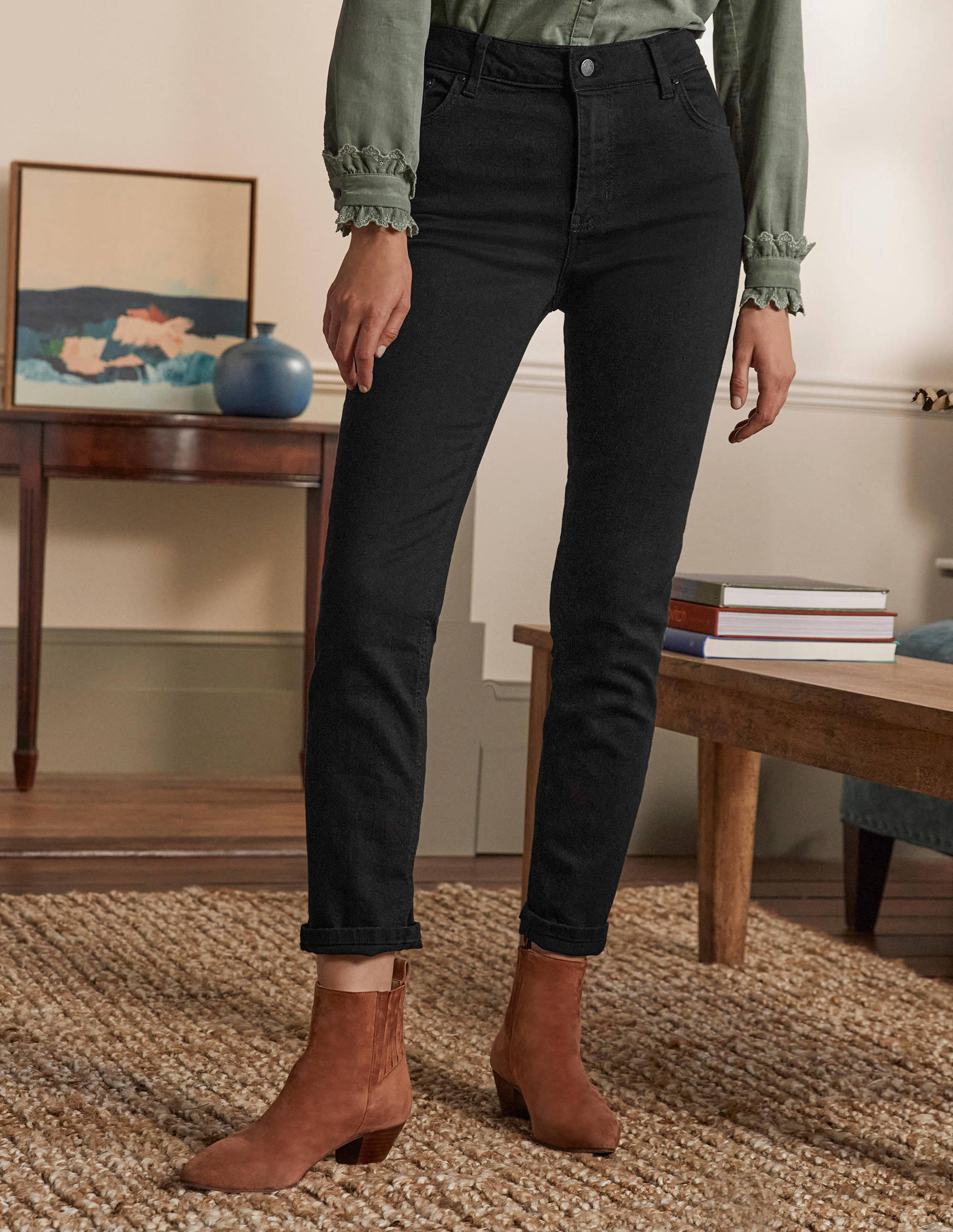 black slim leg jeans