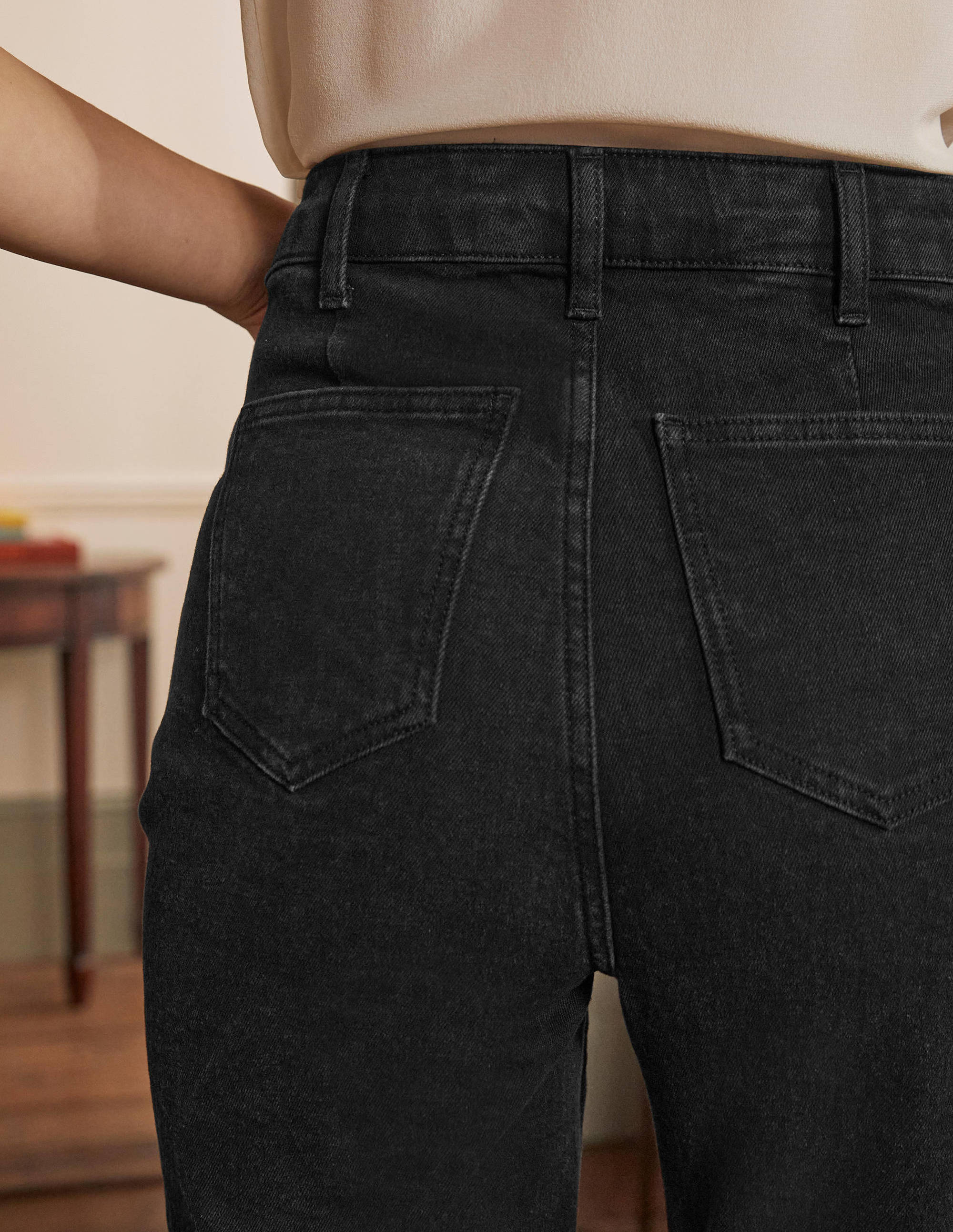 black barrel leg jeans