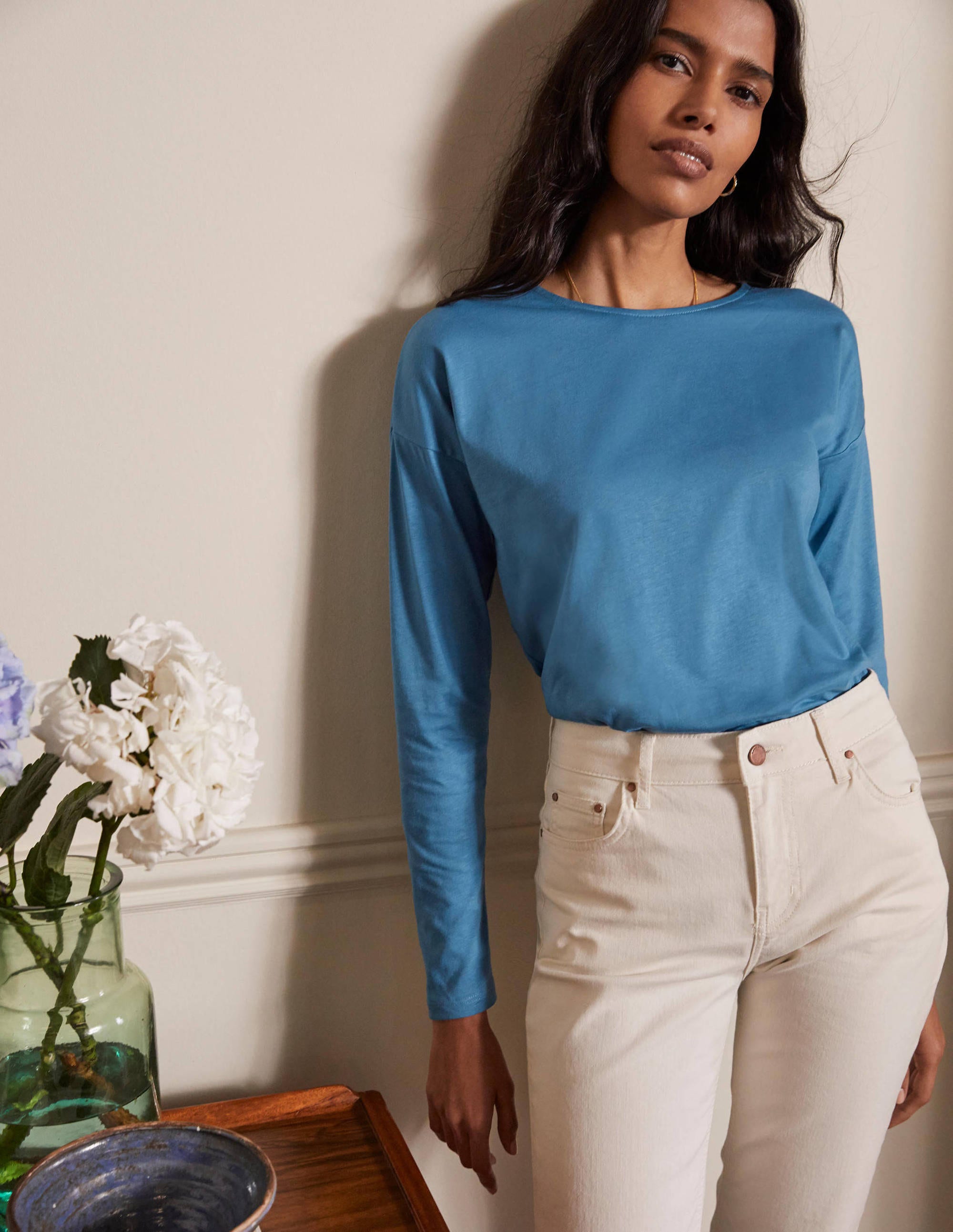 Top à épaules tombantes Supersoft BPT Femme Boden, Blue
