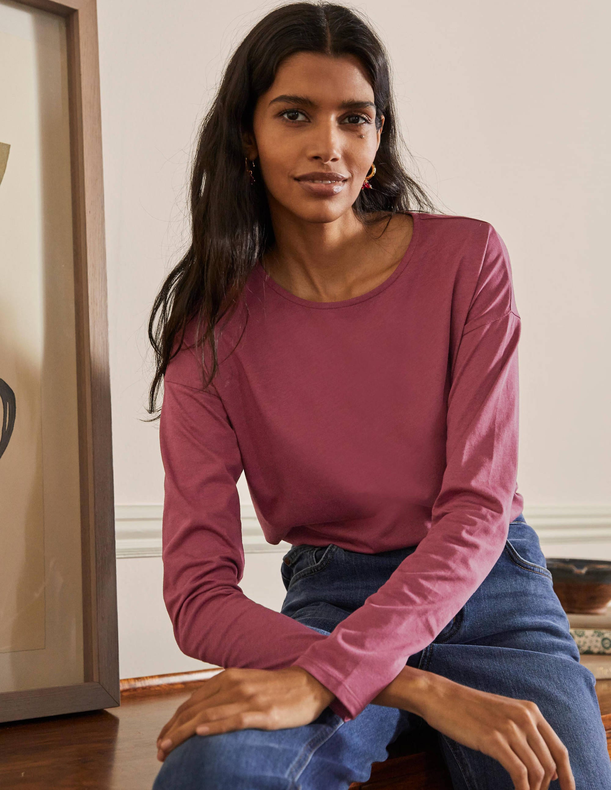 Top à épaules tombantes Supersoft PRP Femme Boden, Purple