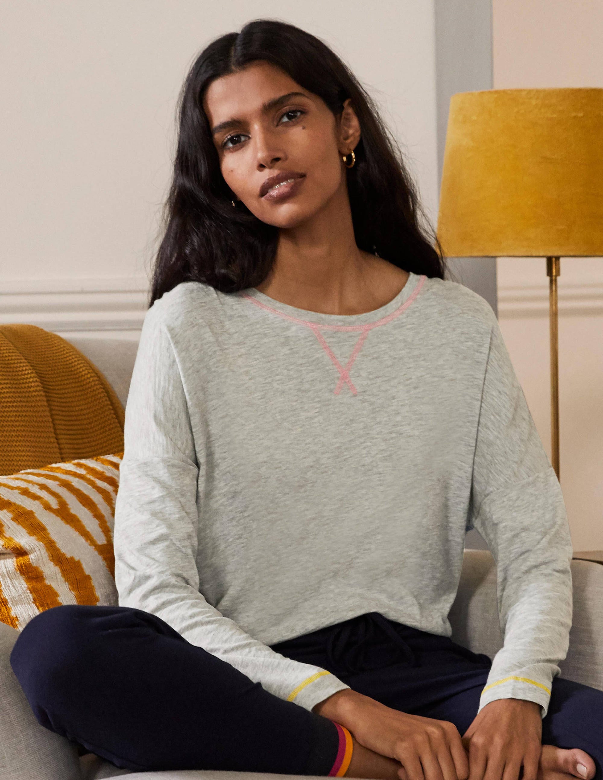 Top en jersey à coutures contrastantes GRY Femme Boden, Grey