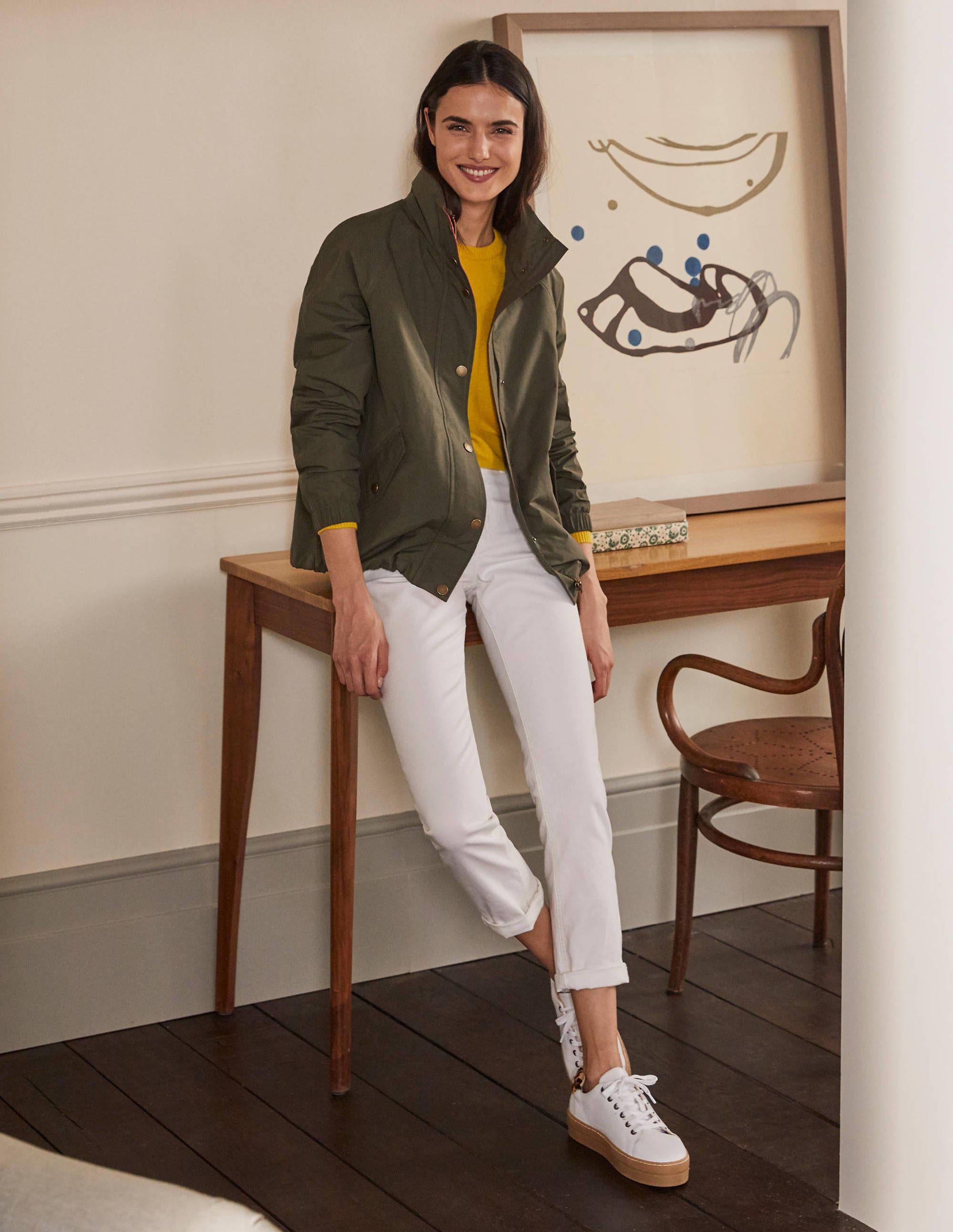 Veste à capuche imperméable KHK Femme Boden, Khaki