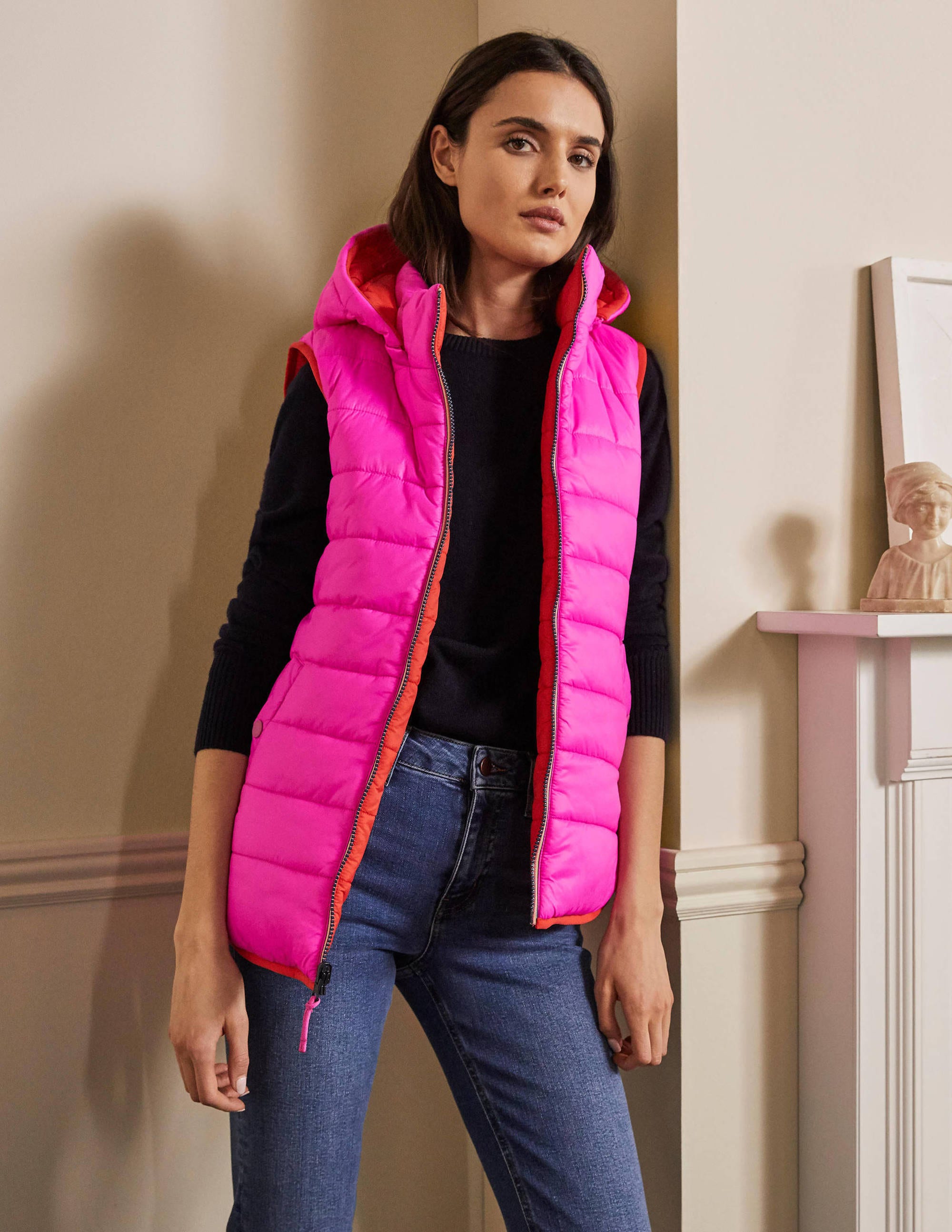 Blouson sans manches léger et réversible NPK Femme Boden, Pink