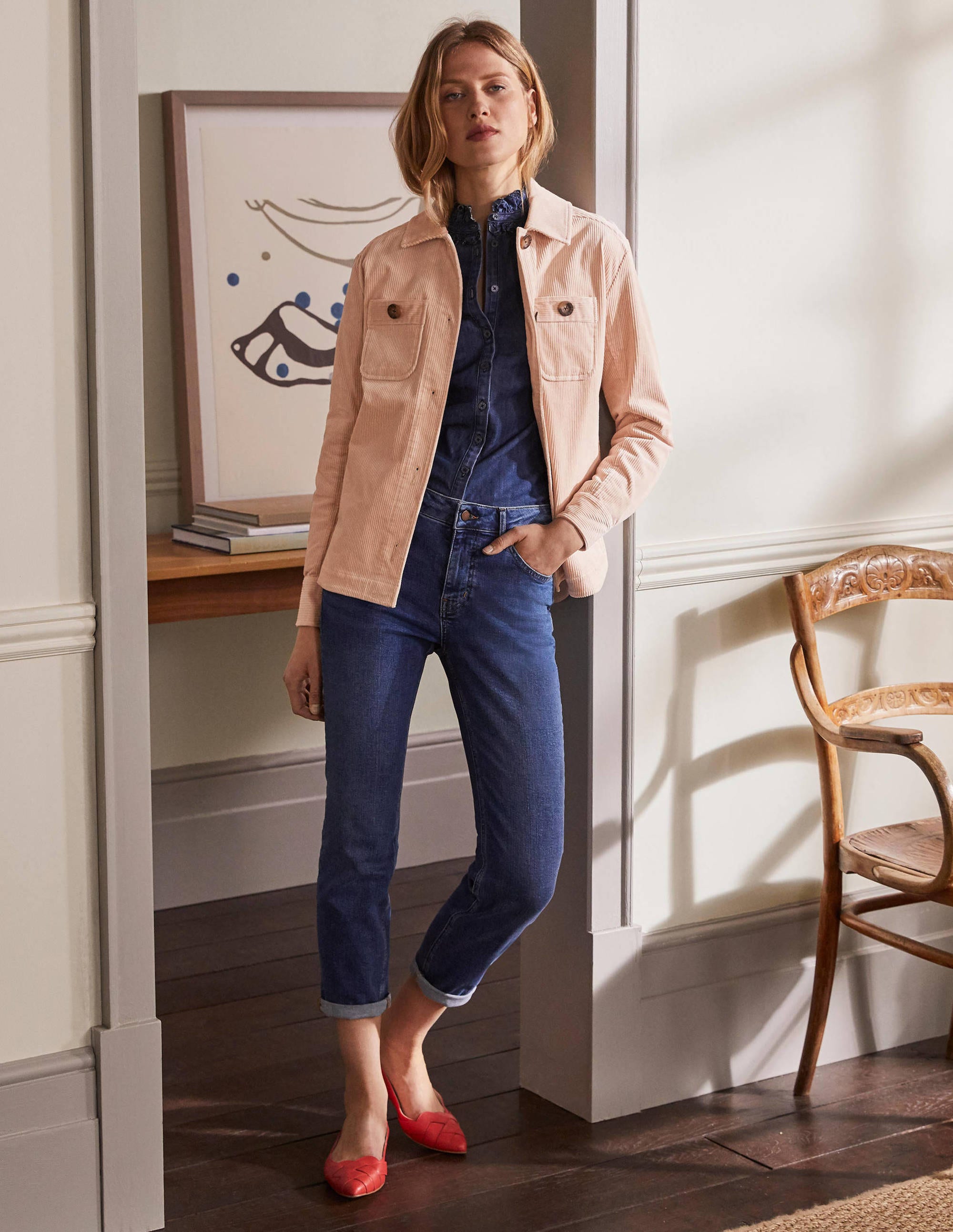 Veste-chemise en velours côtelé STP Femme Boden, Natural