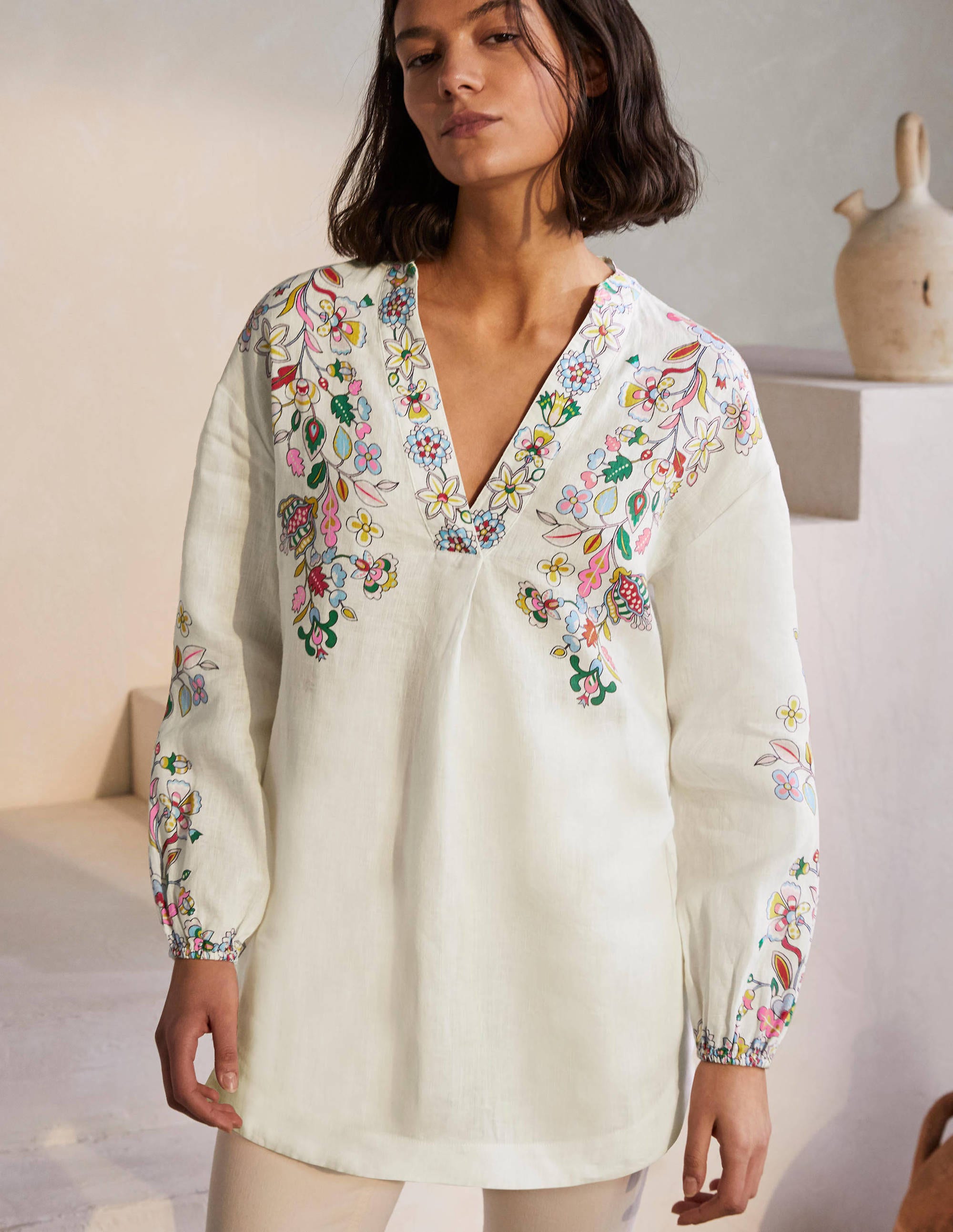 Chemise Hannah en lin IVO Boden Boden, Ivoire