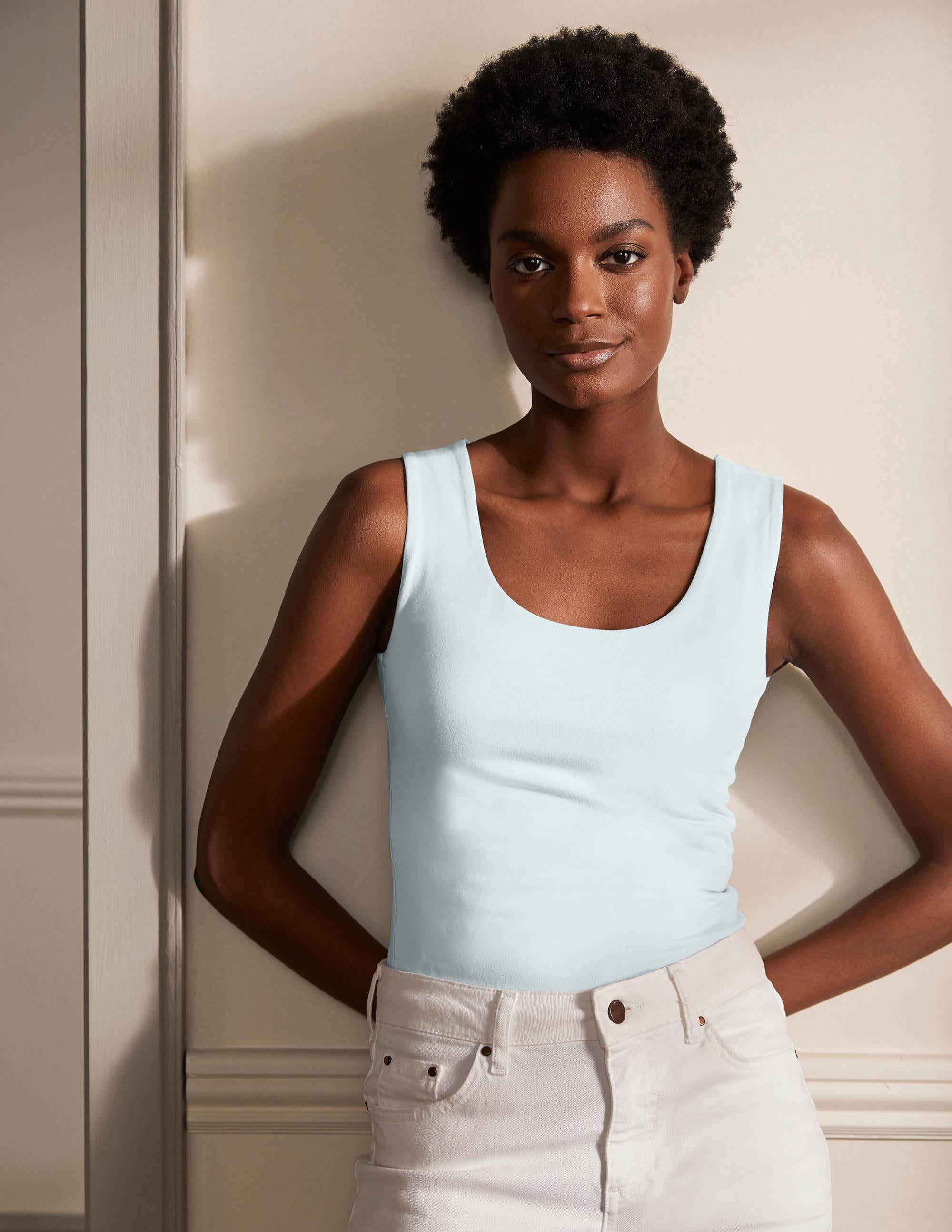 Débardeur double épaisseur à l'avant LBL Femme Boden, Blue