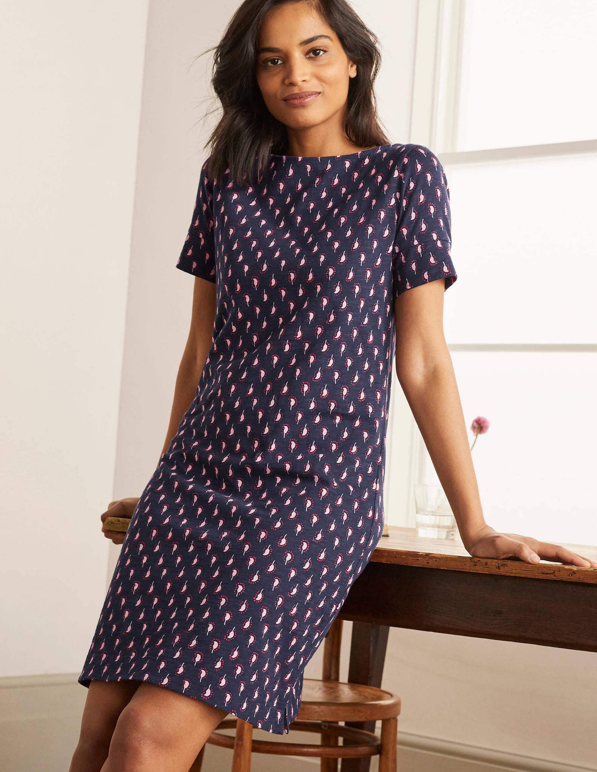 Robe T-shirt Darcey en jersey NVY Femme Boden, Navy