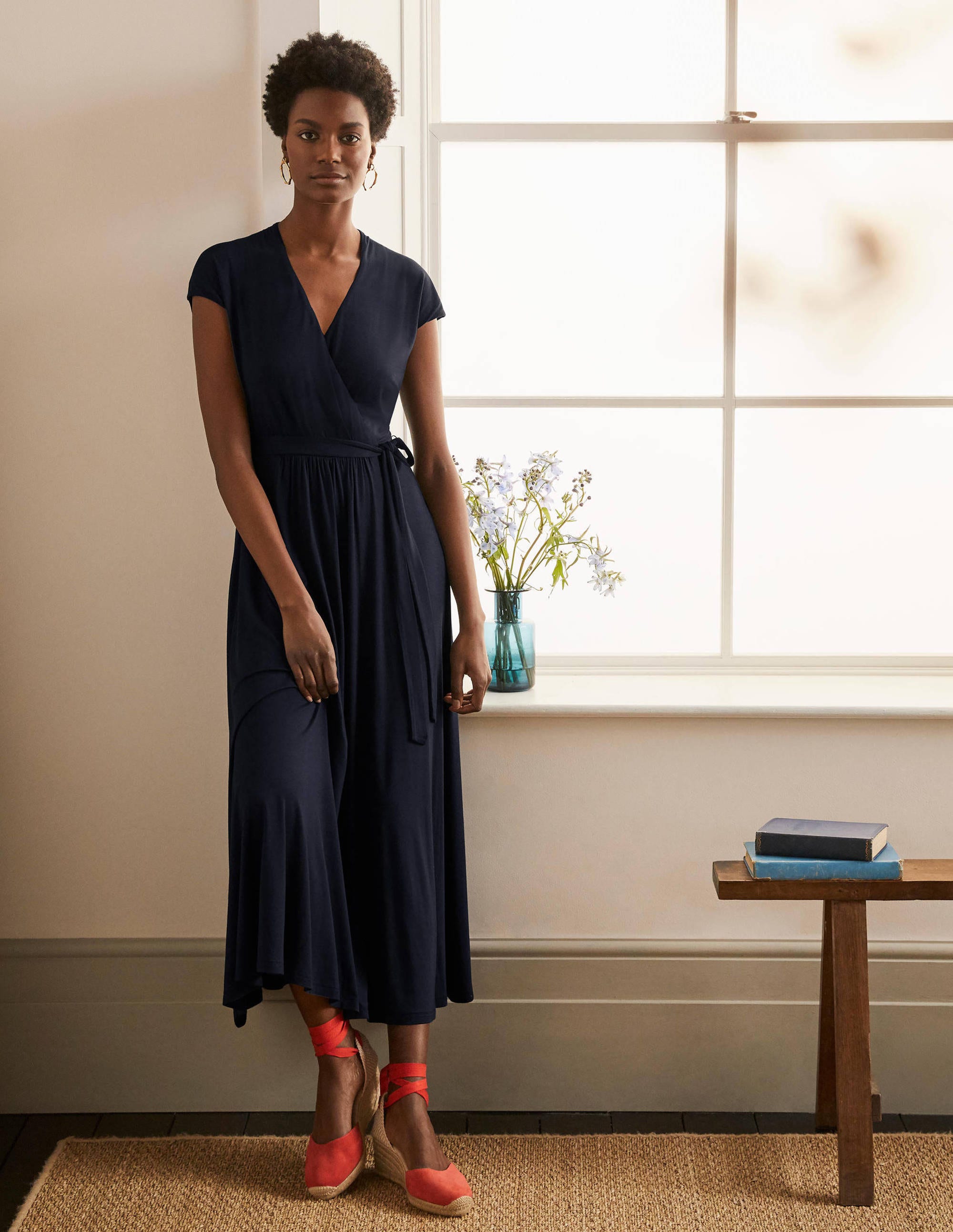 Robe midi Eleanor en jersey NNV Femme Boden, Navy