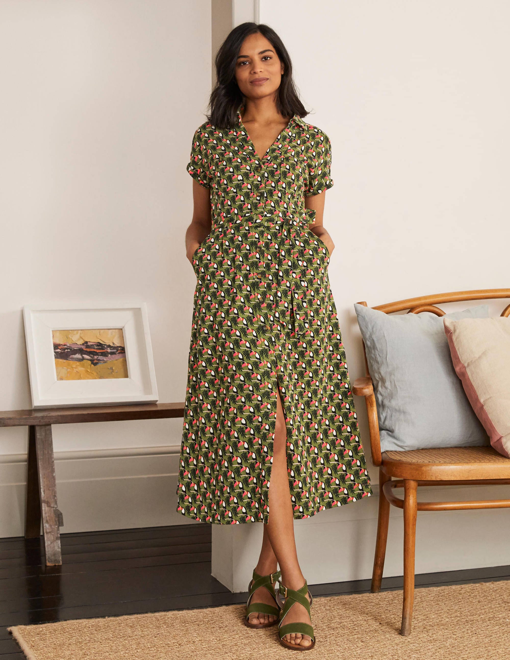 Robe-chemise Thomasina en jersey GRN Femme Boden, Green