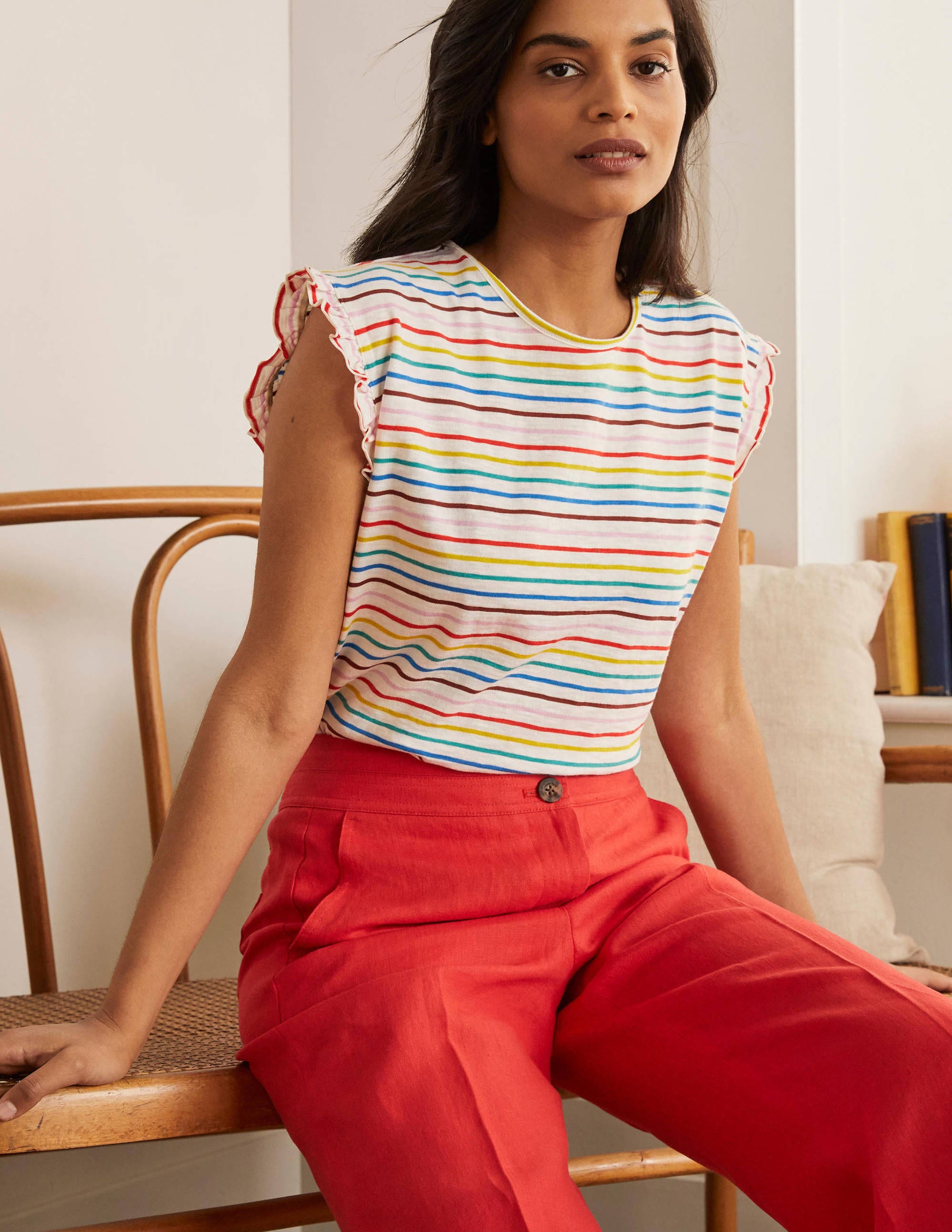 Top Faye en jersey MLT Femme Boden, Multi