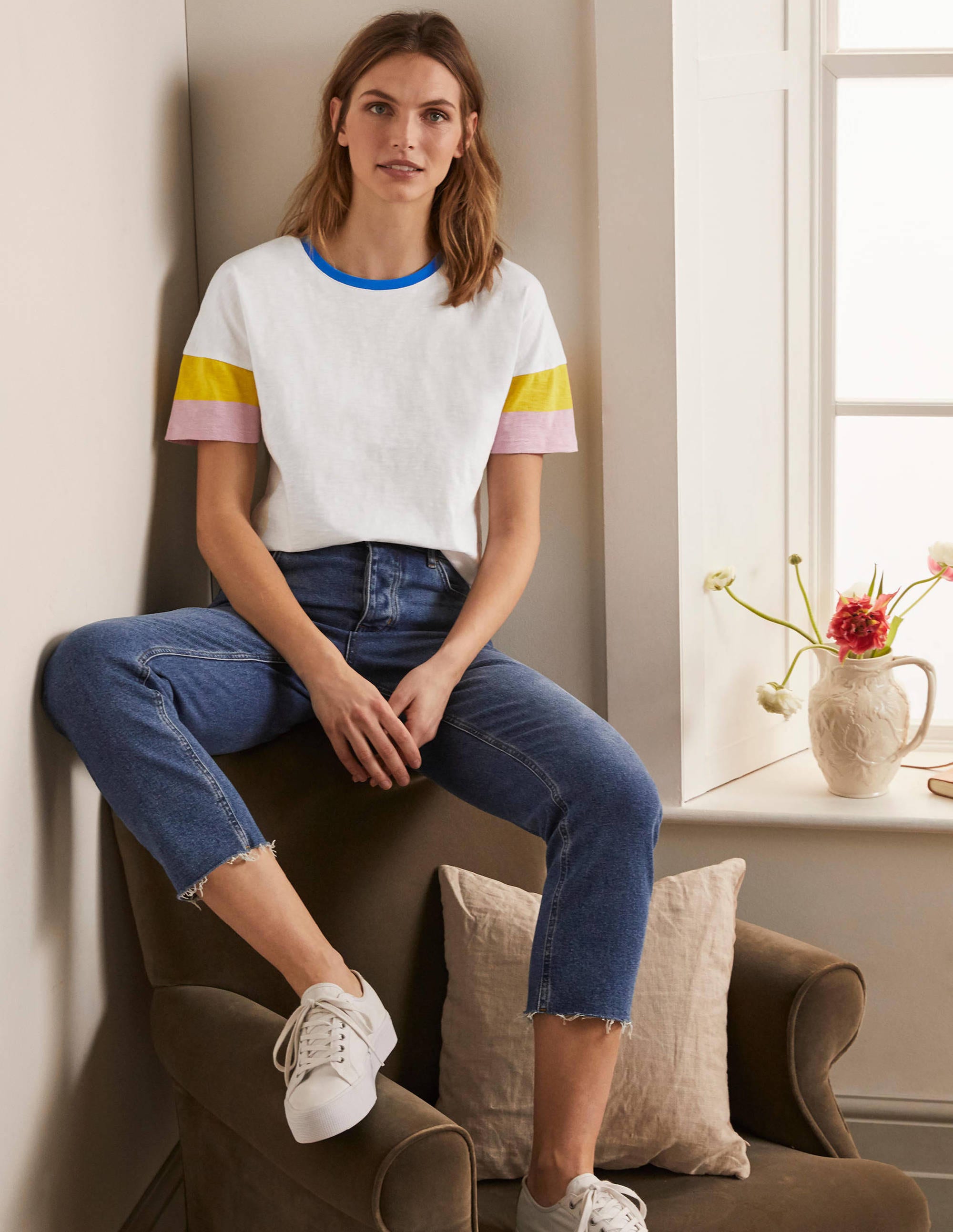 T-shirt Clarissa en jersey WHT Femme Boden, White