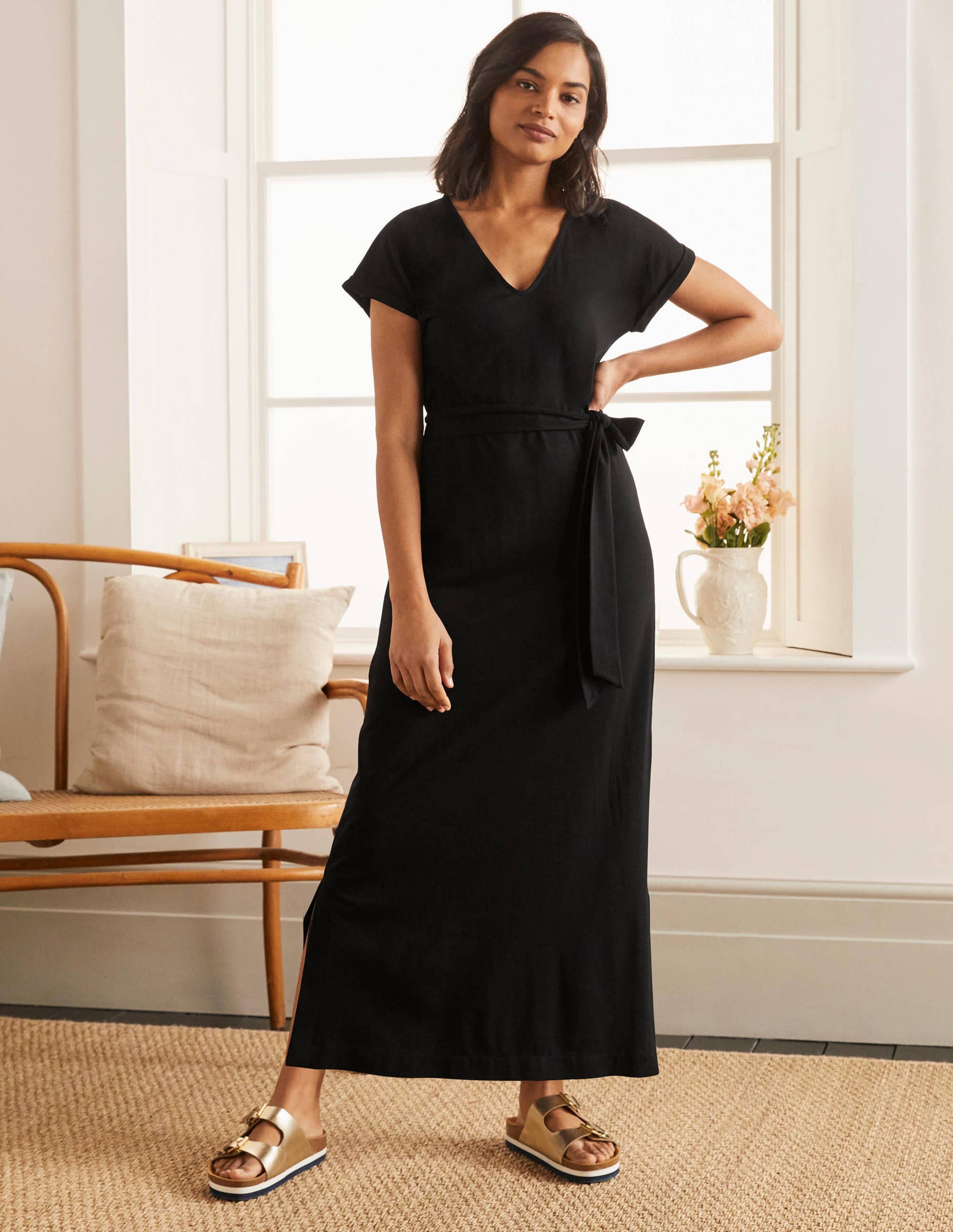 Robe T-shirt midi Ella BLK Femme Boden, Black