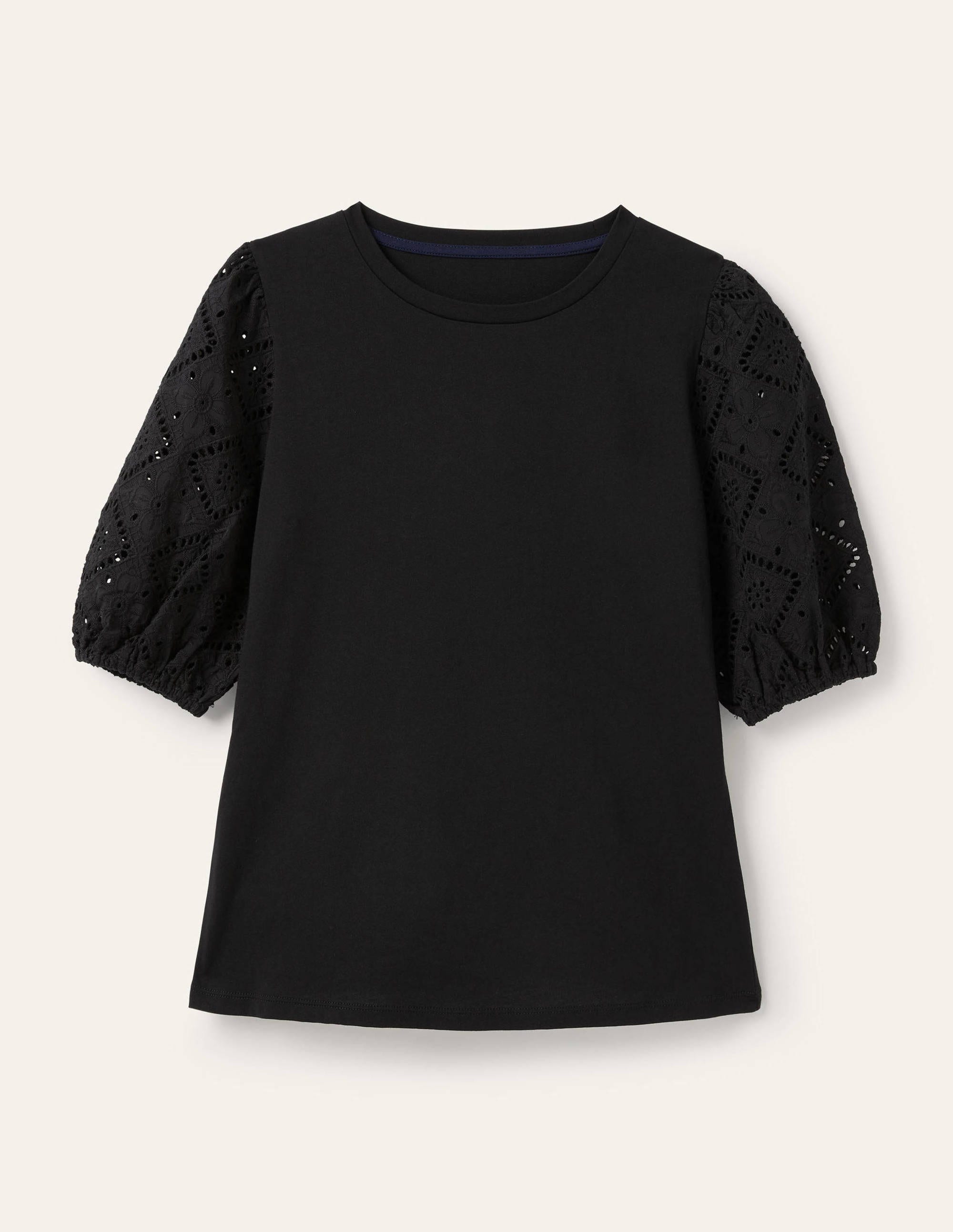 Abigail Puff Sleeve Jersey Top Black Boden EU