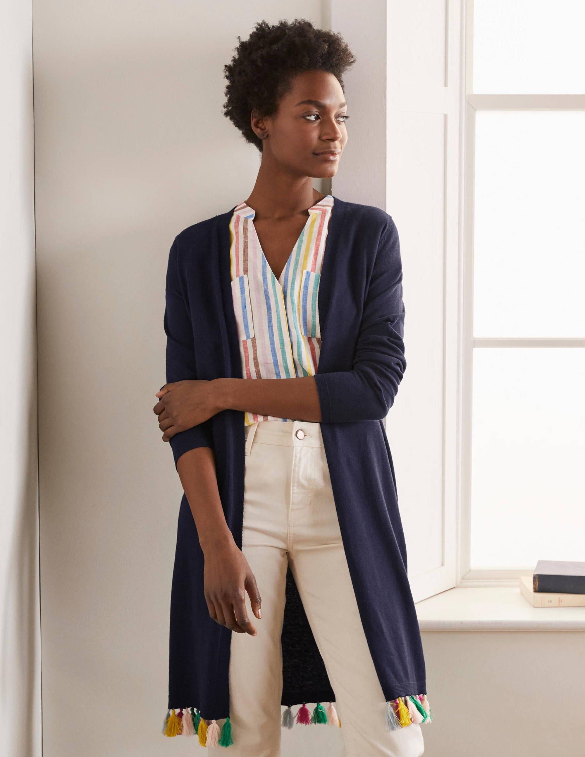 Gilet Elsdon à pampilles NAV Femme Boden, Navy