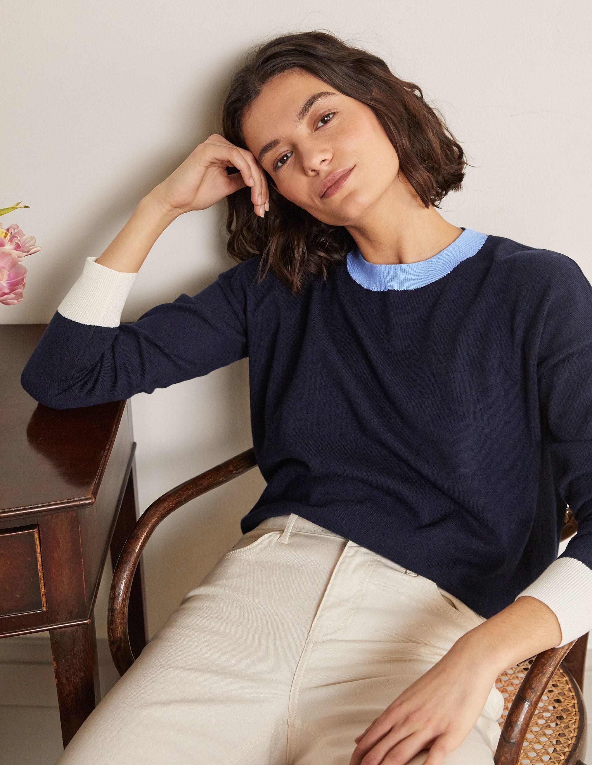 Charlotte Relaxed Jumper NAV Femme Boden, Bleu marine