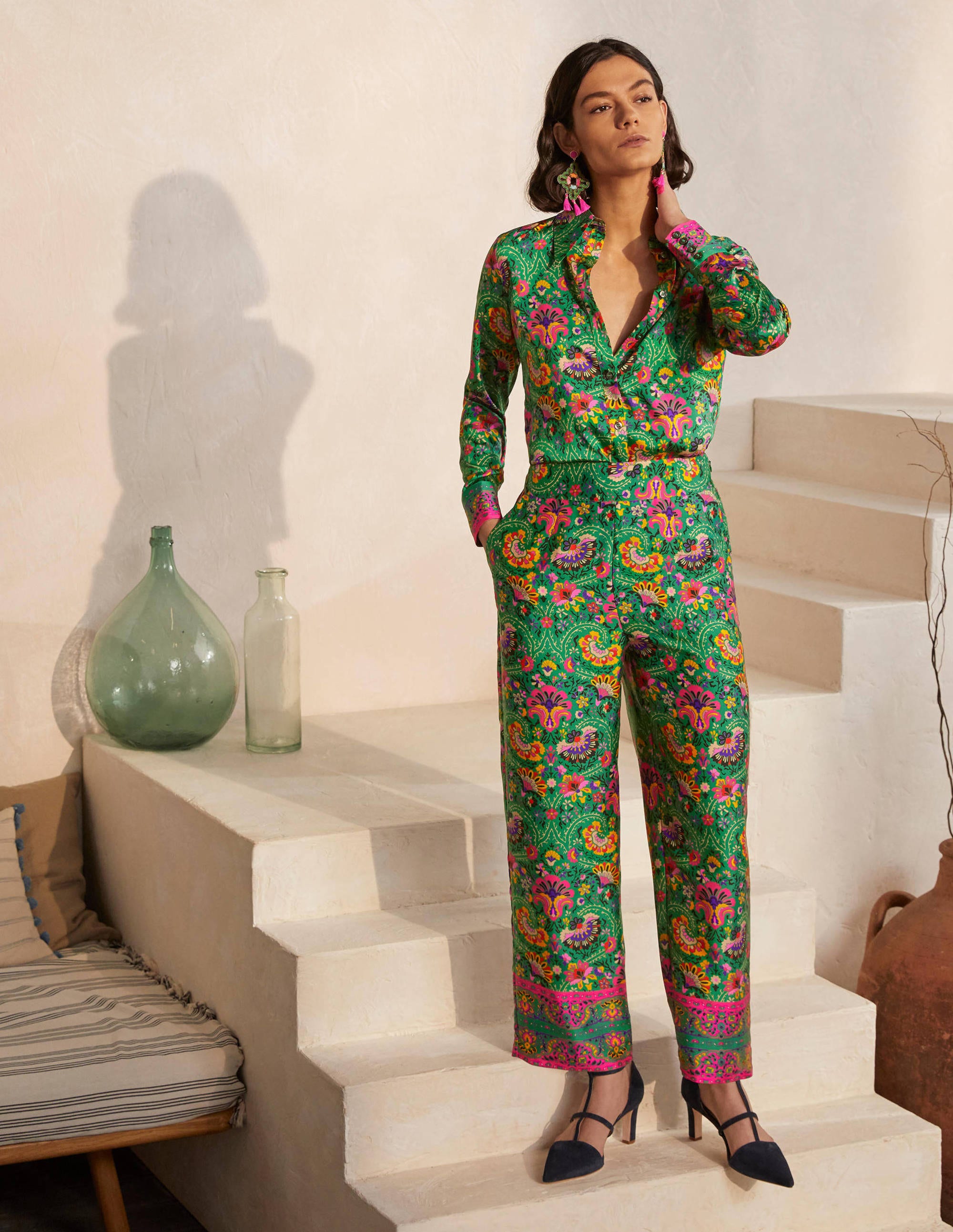Pantalon Rosa MUL Femme Boden, Green