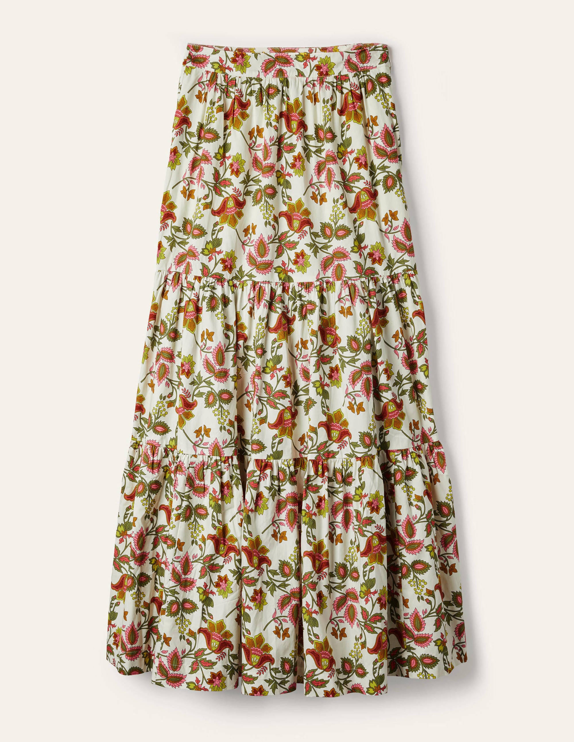 Lorna Tiered Maxi Skirt - Ivory, Summer Chintz | Boden UK