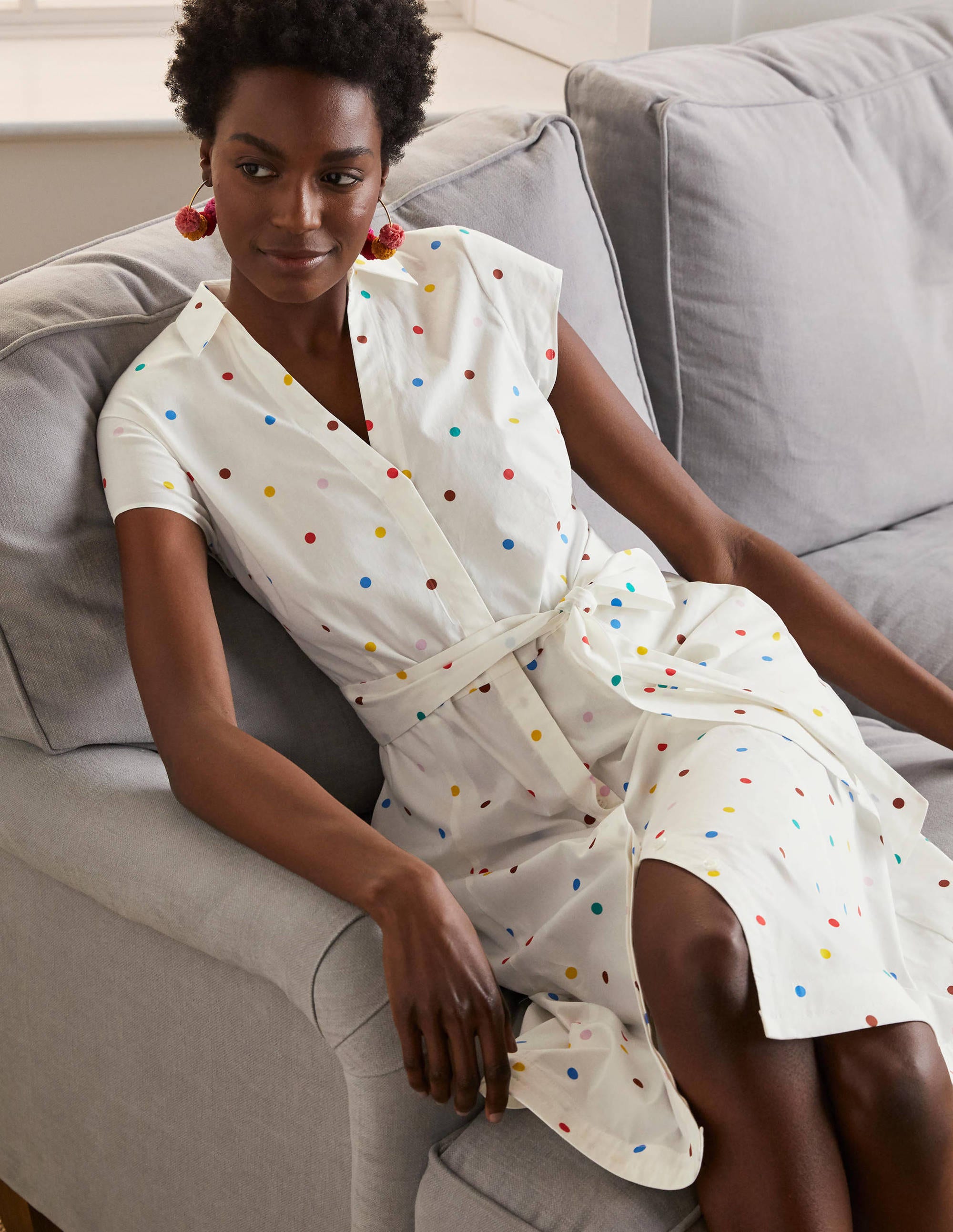 Robe-chemise Rowena MUL Femme Boden, Ivory