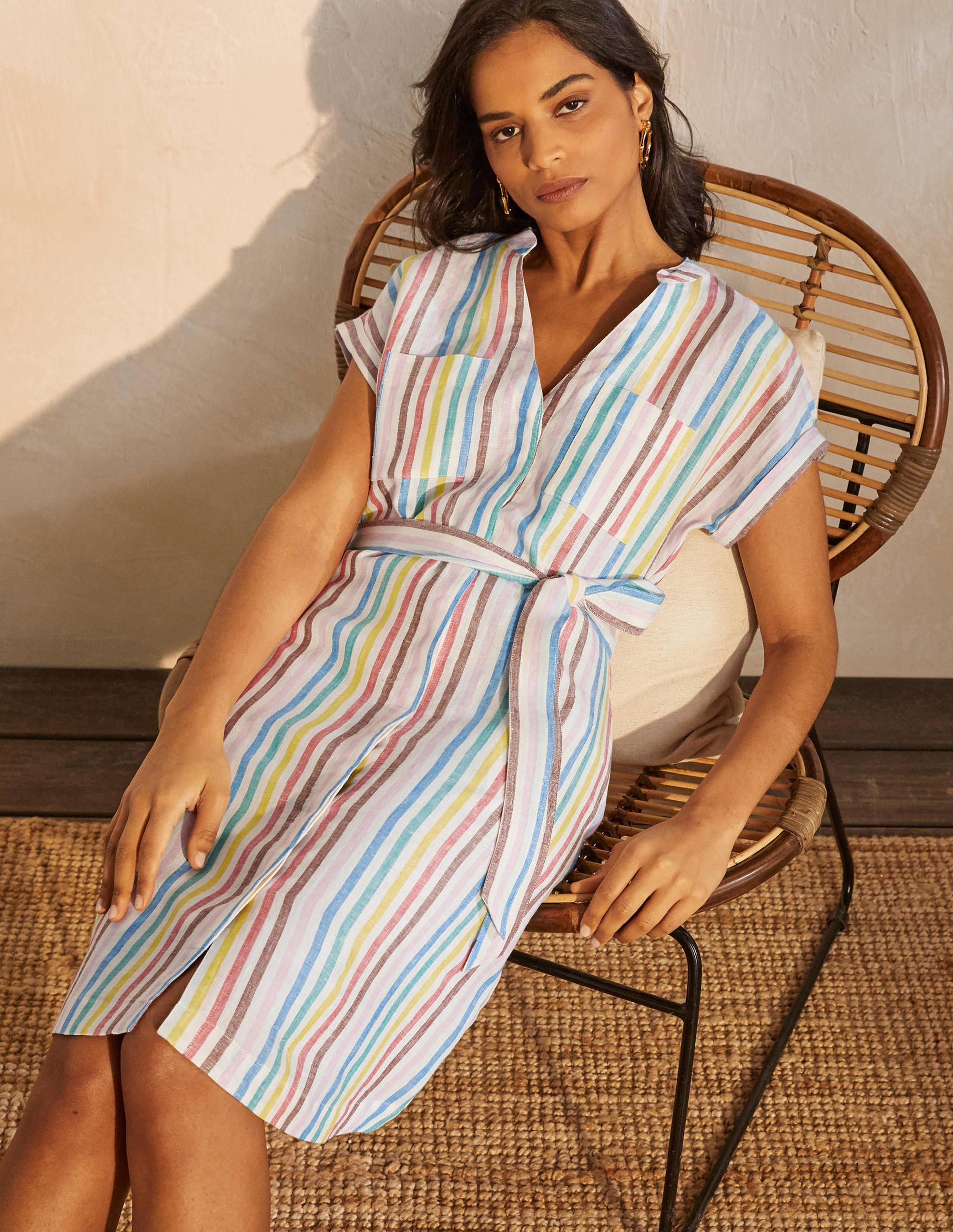 Robe-chemise Evie en lin MLT Boden Boden, Multi