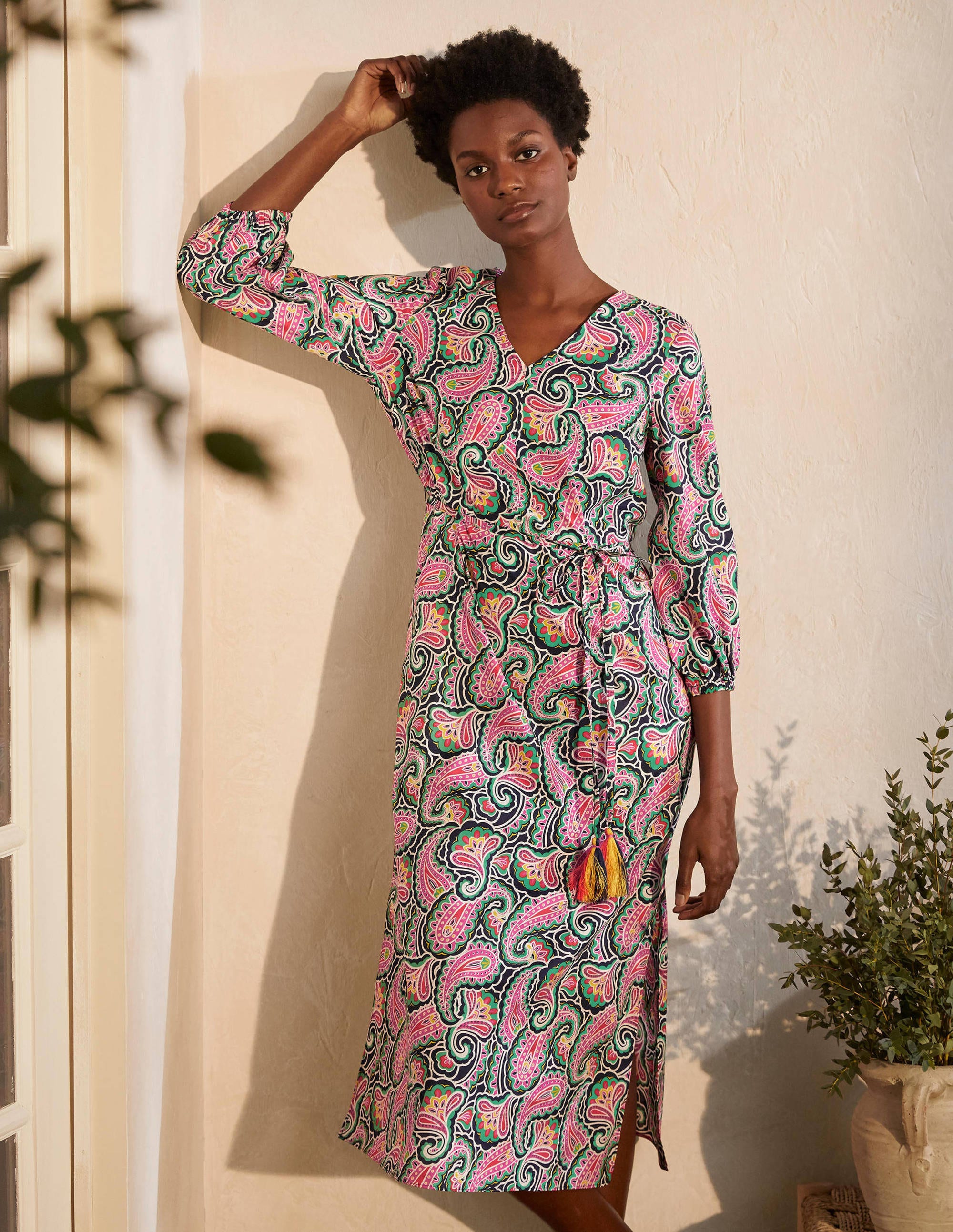 Robe midi Daria en coton NVY Femme Boden, Navy