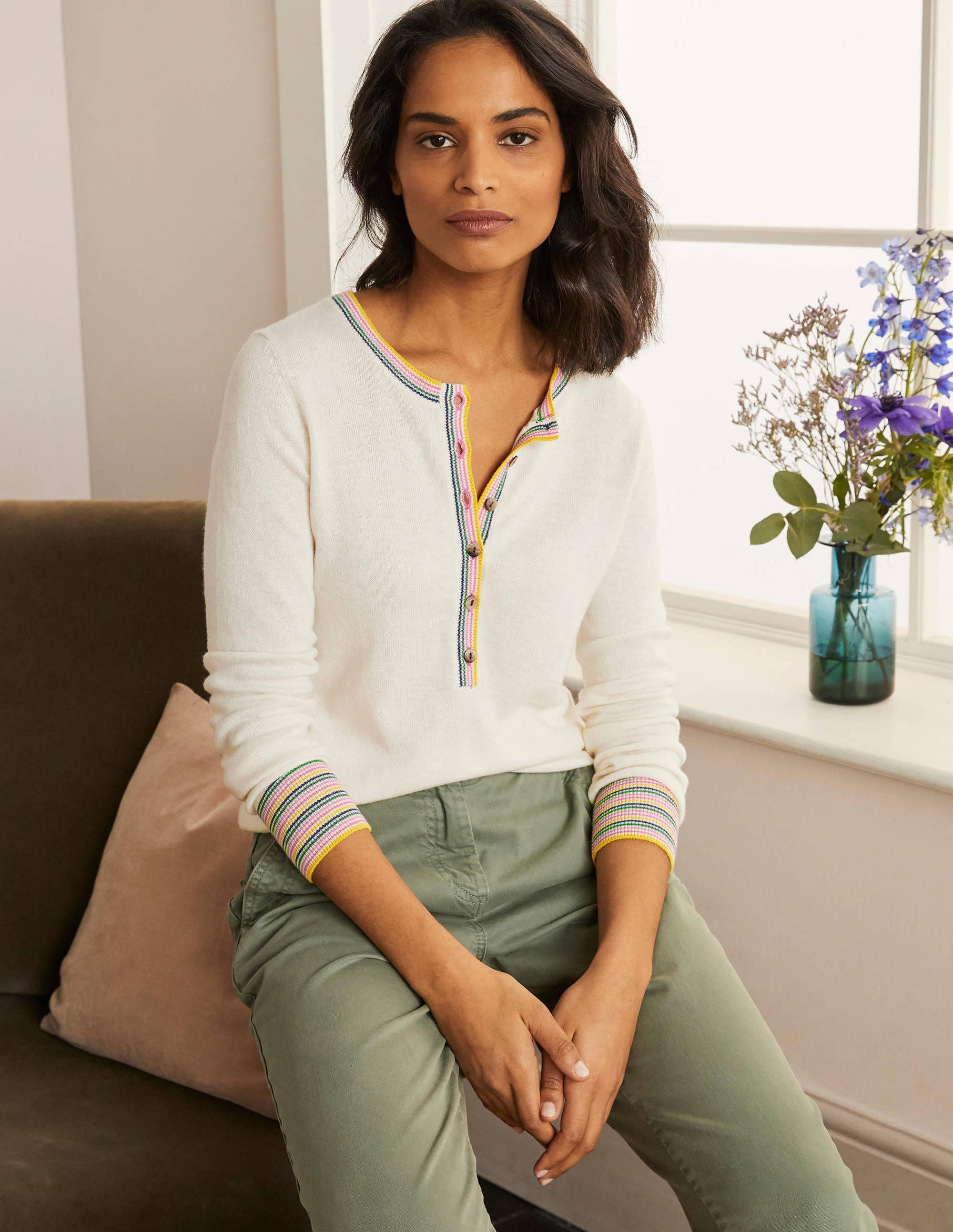 Marlborough Henley Jumper Ivory Boden UK