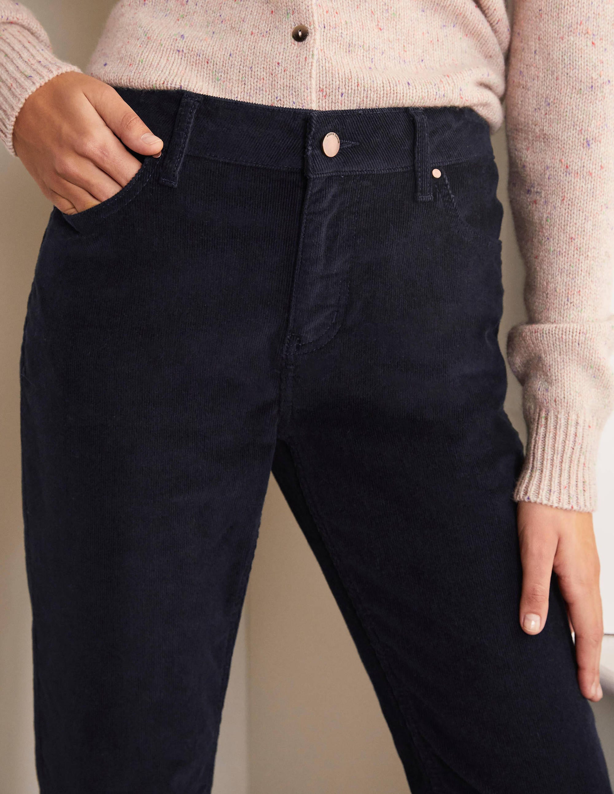 Cord Slim Straight Jeans Navy Boden UK