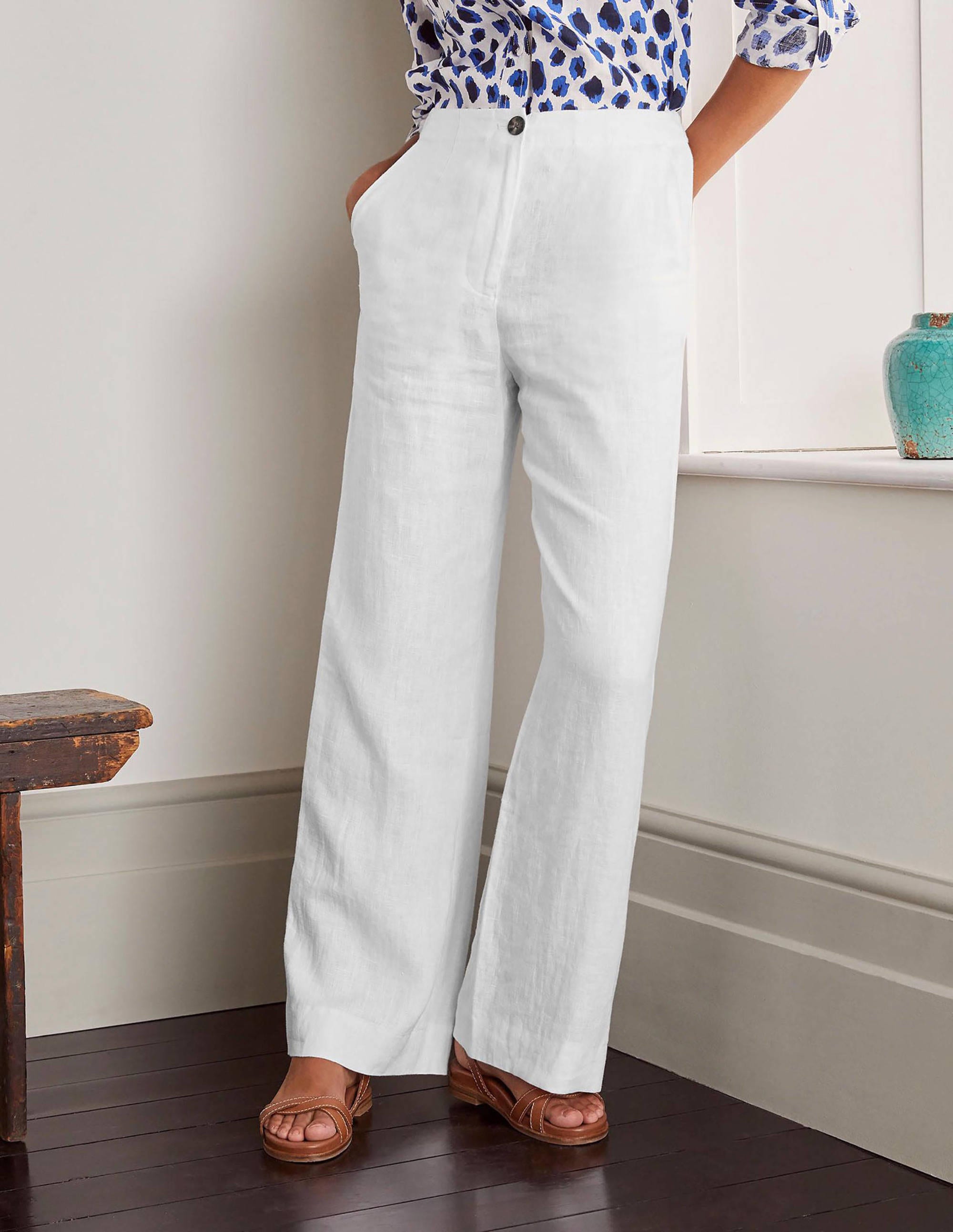Eldon Linen Pants - White | Boden US