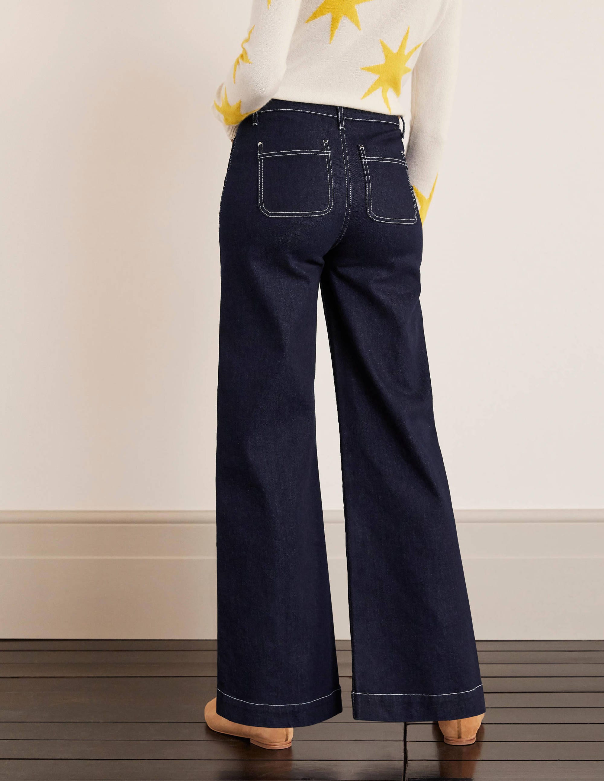 Patch Pocket Wide Leg Jeans Indigo Boden UK