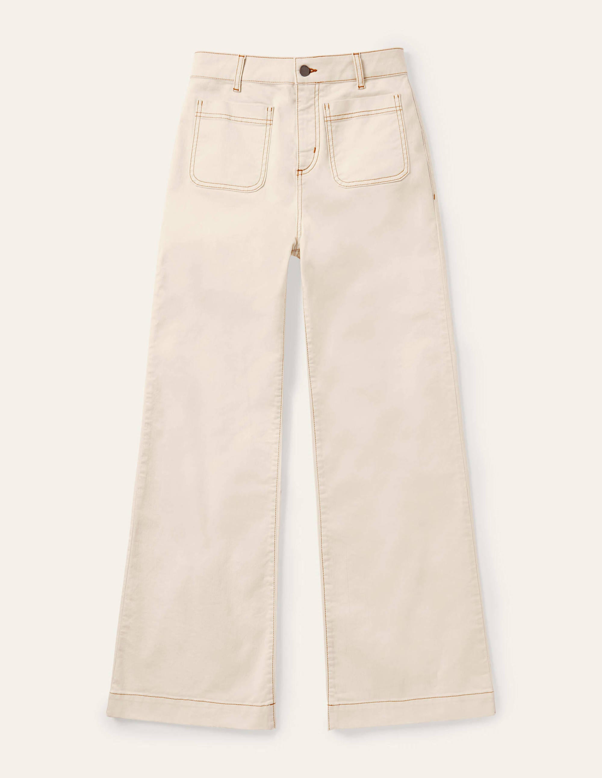Patch Pocket Wide Leg Jeans - Ivory | Boden UK
