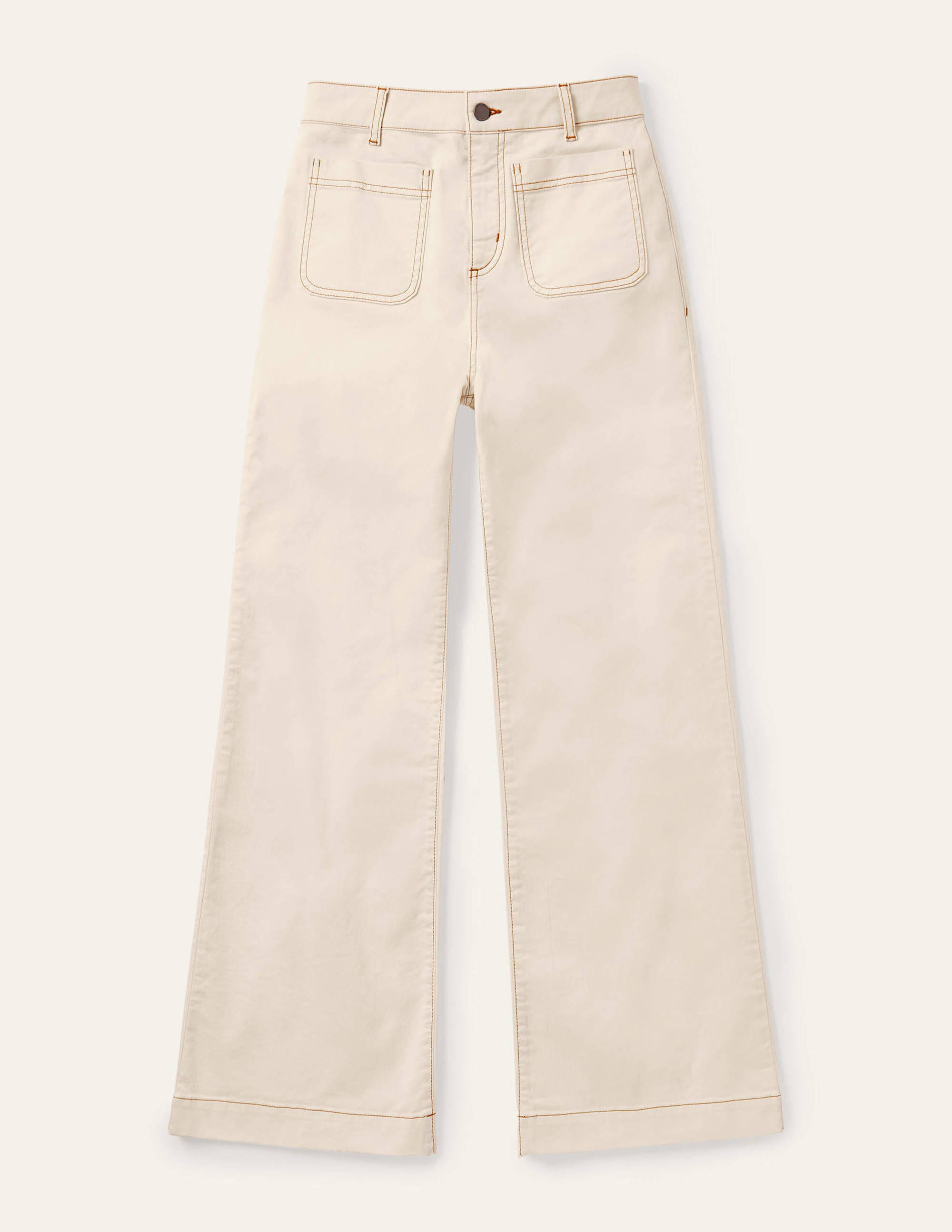 Patch Pocket Wide Leg Jeans Ivory Boden UK