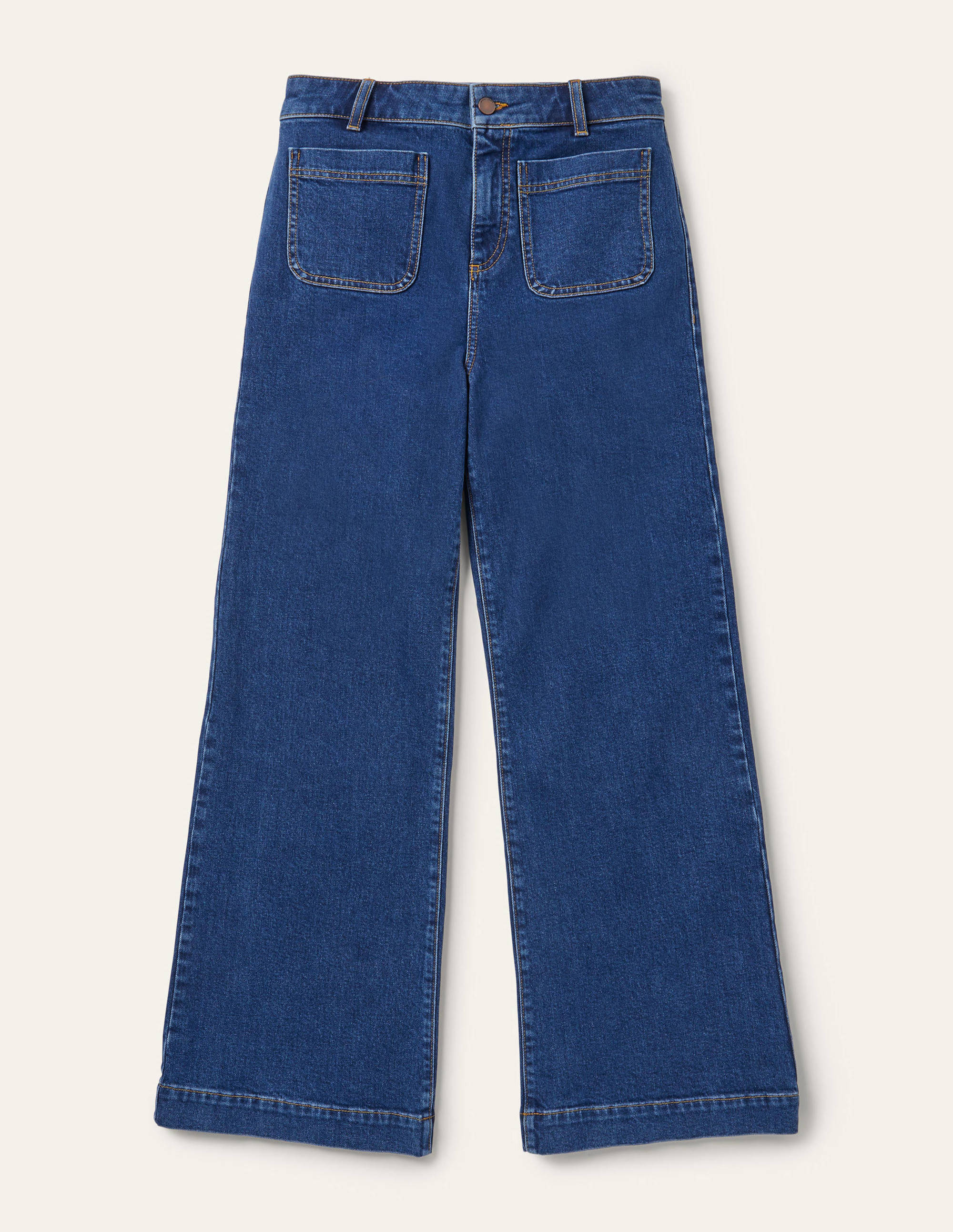 Patch Pocket Wide Leg Jeans - Mid Vintage | Boden UK