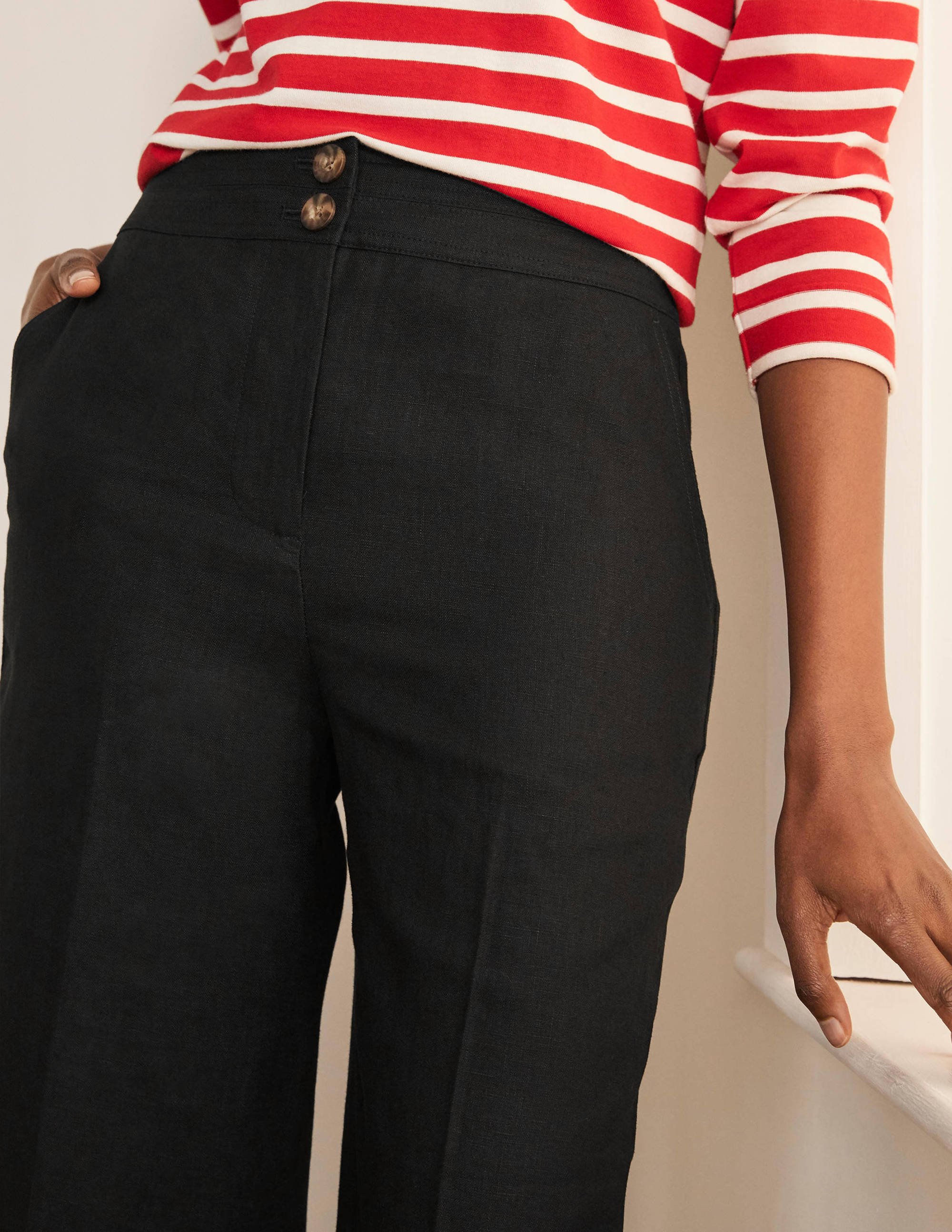 Cornwall Linen Trousers - Black | Boden UK