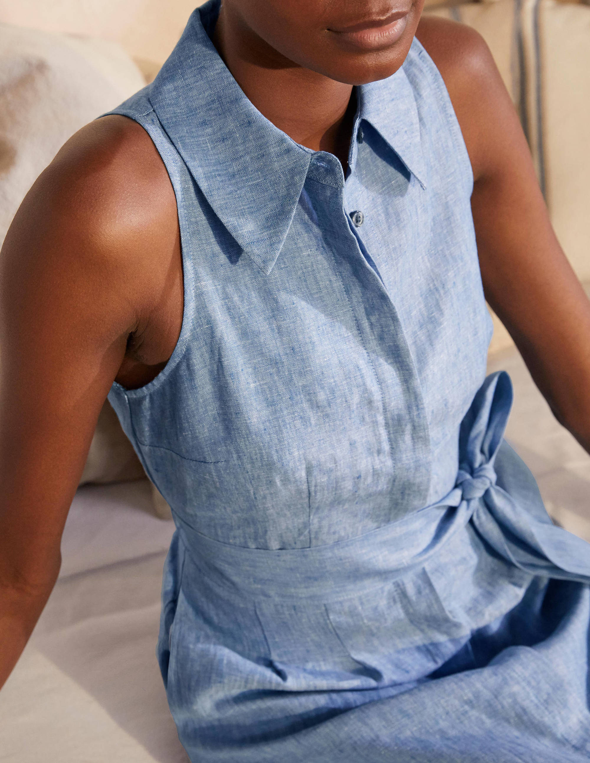 Kate Linen Shirt Dress Chambray Boden UK