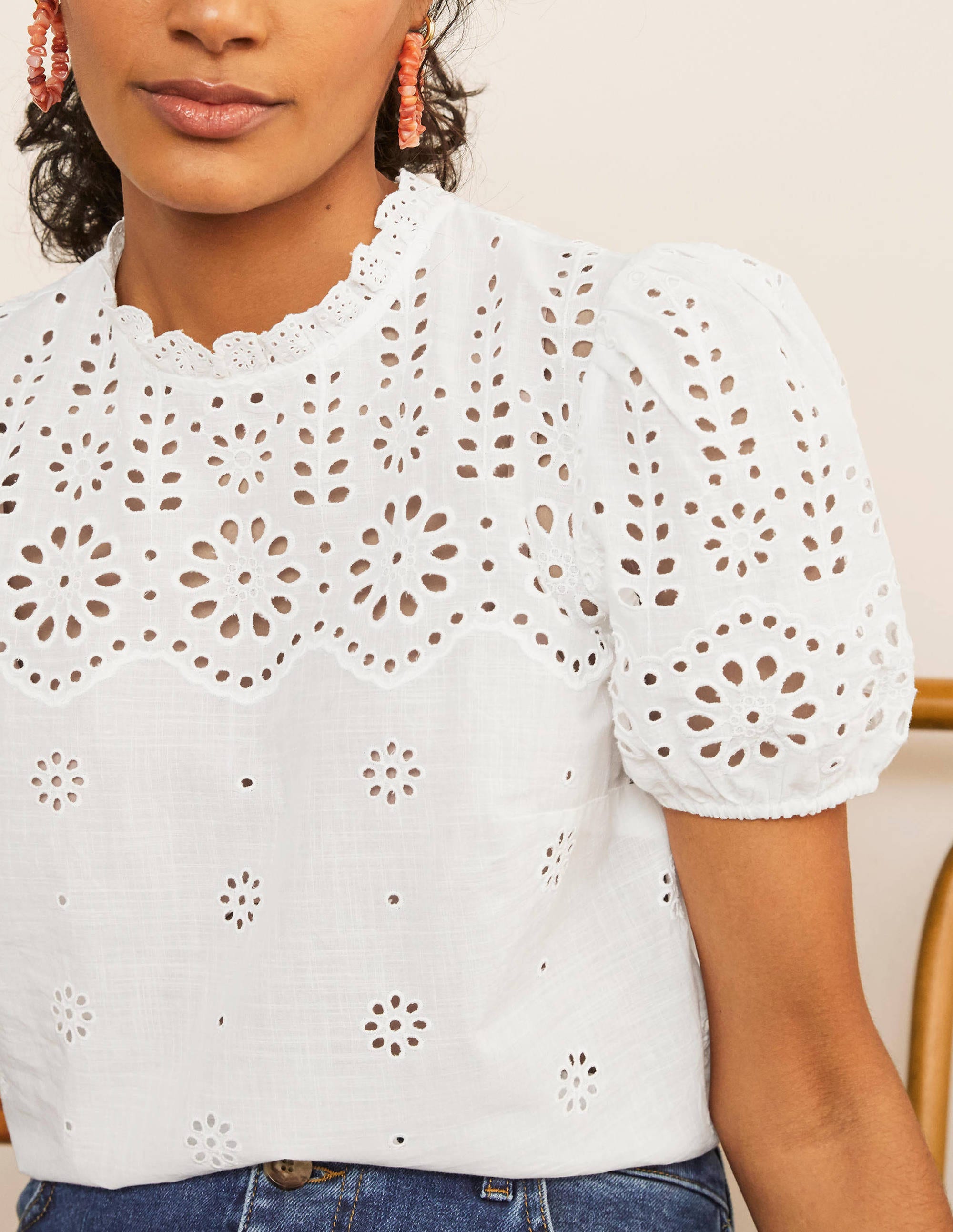 Altheda Broderie Top White Boden UK